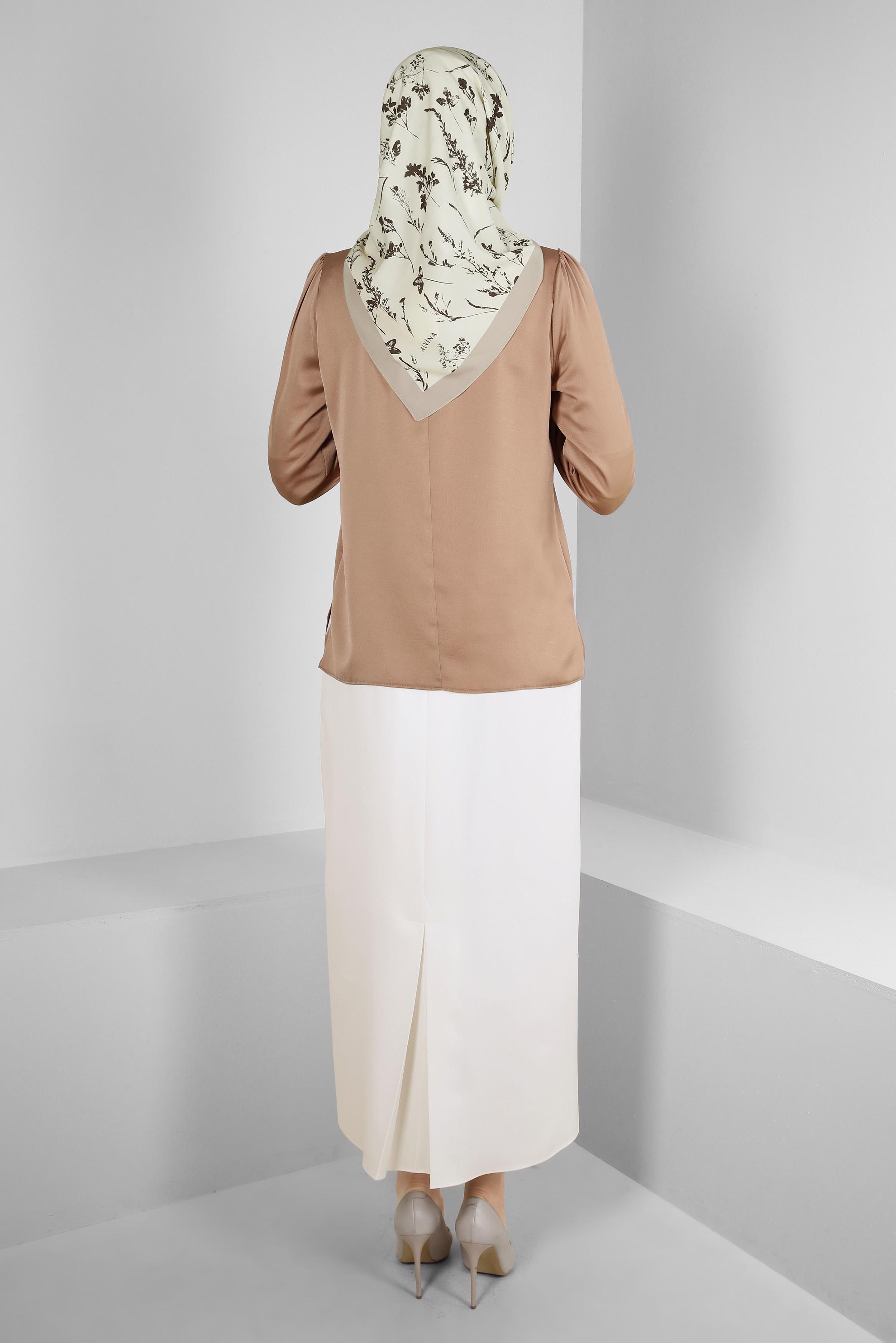 Tesettür giyim BEYAZ DÜZ KESİM GİZLİ YIRTMAÇLI ETEK 60419 