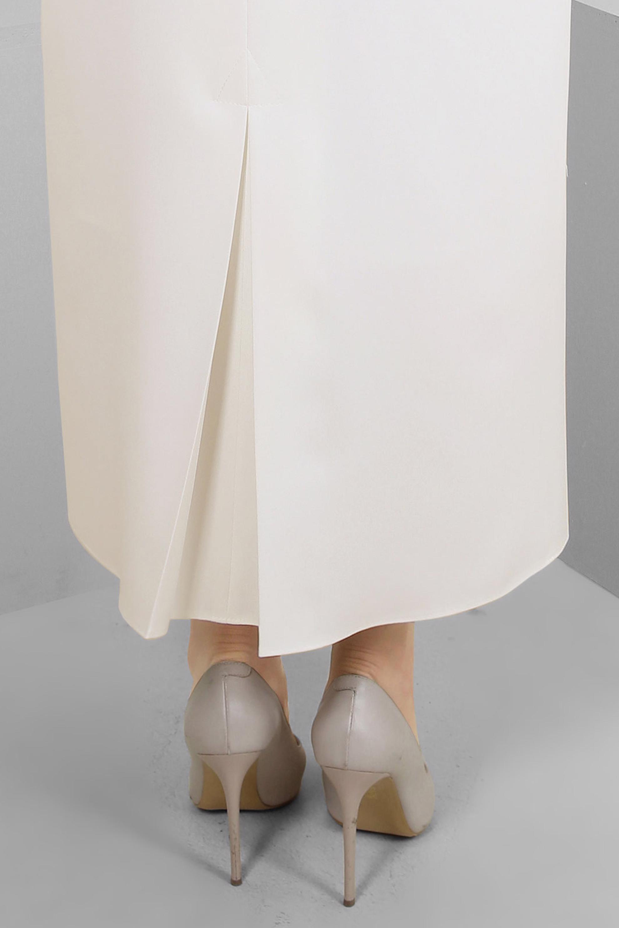 Tesettür giyim BEYAZ DÜZ KESİM GİZLİ YIRTMAÇLI ETEK 60419 