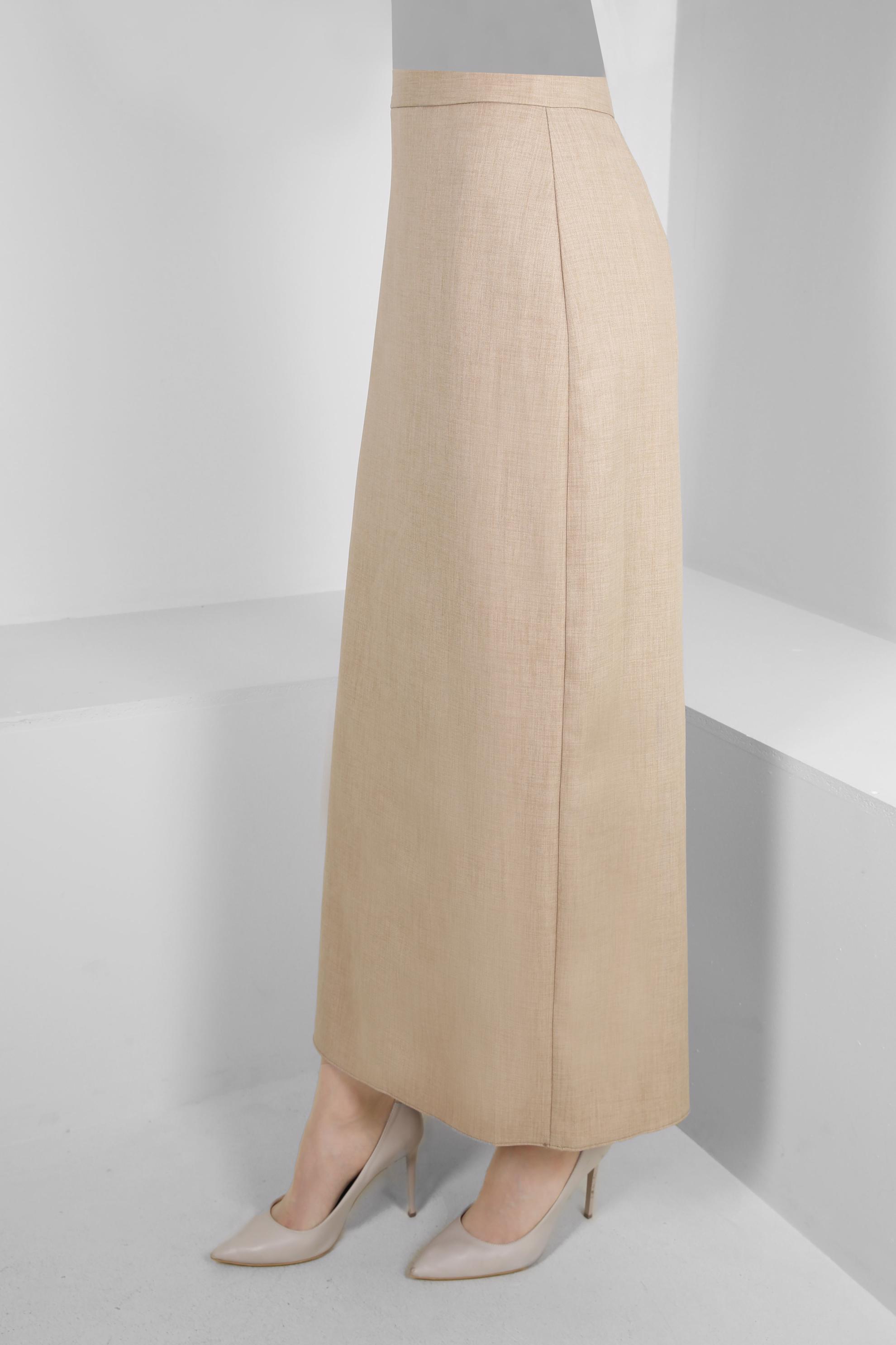 Tesettür giyim KAHVE DÜZ KESİM GİZLİ YIRTMAÇLI ETEK 60419 