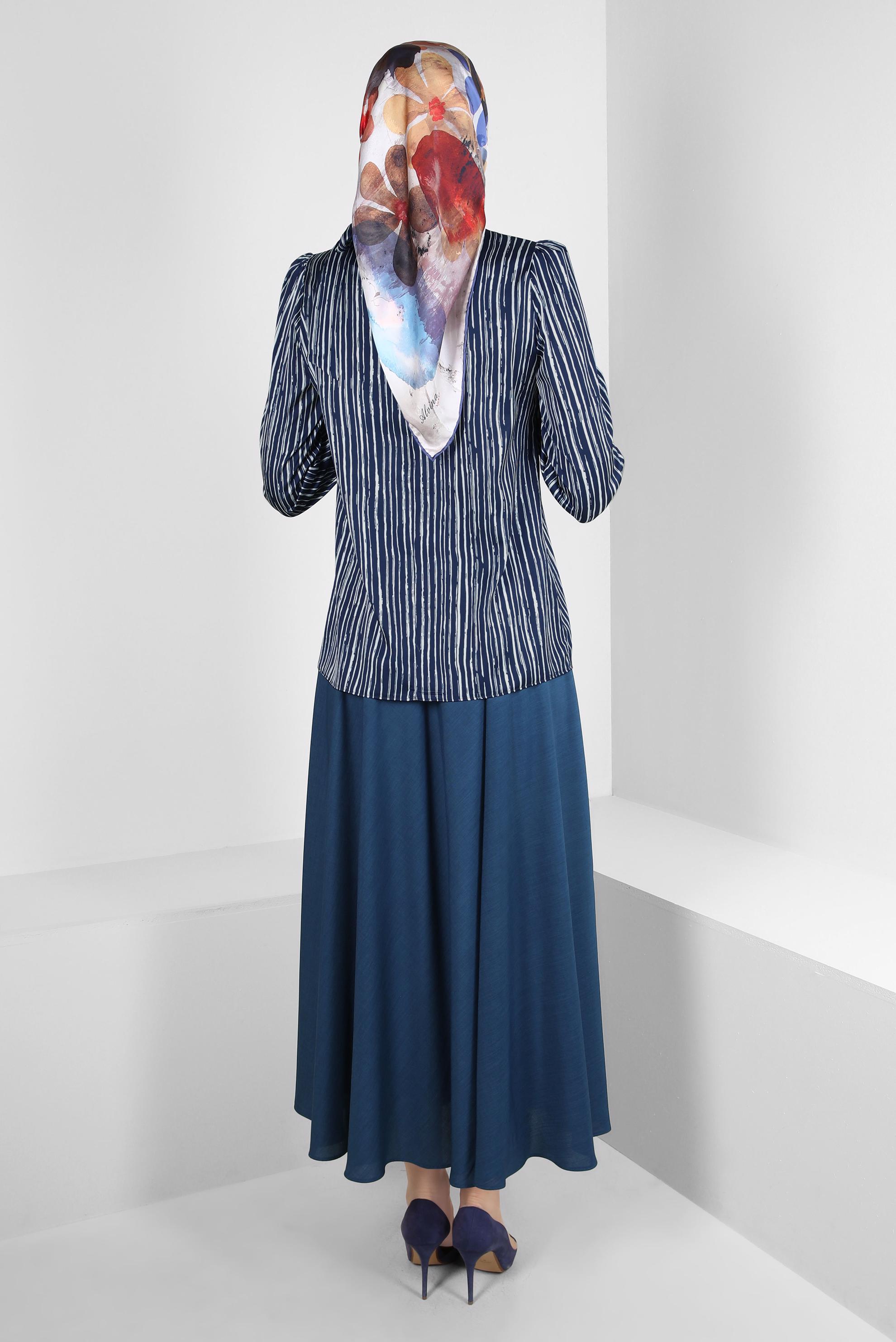 Tesettür giyim LACİVERT KEMERLİ PİLİSELİ ETEK 60420