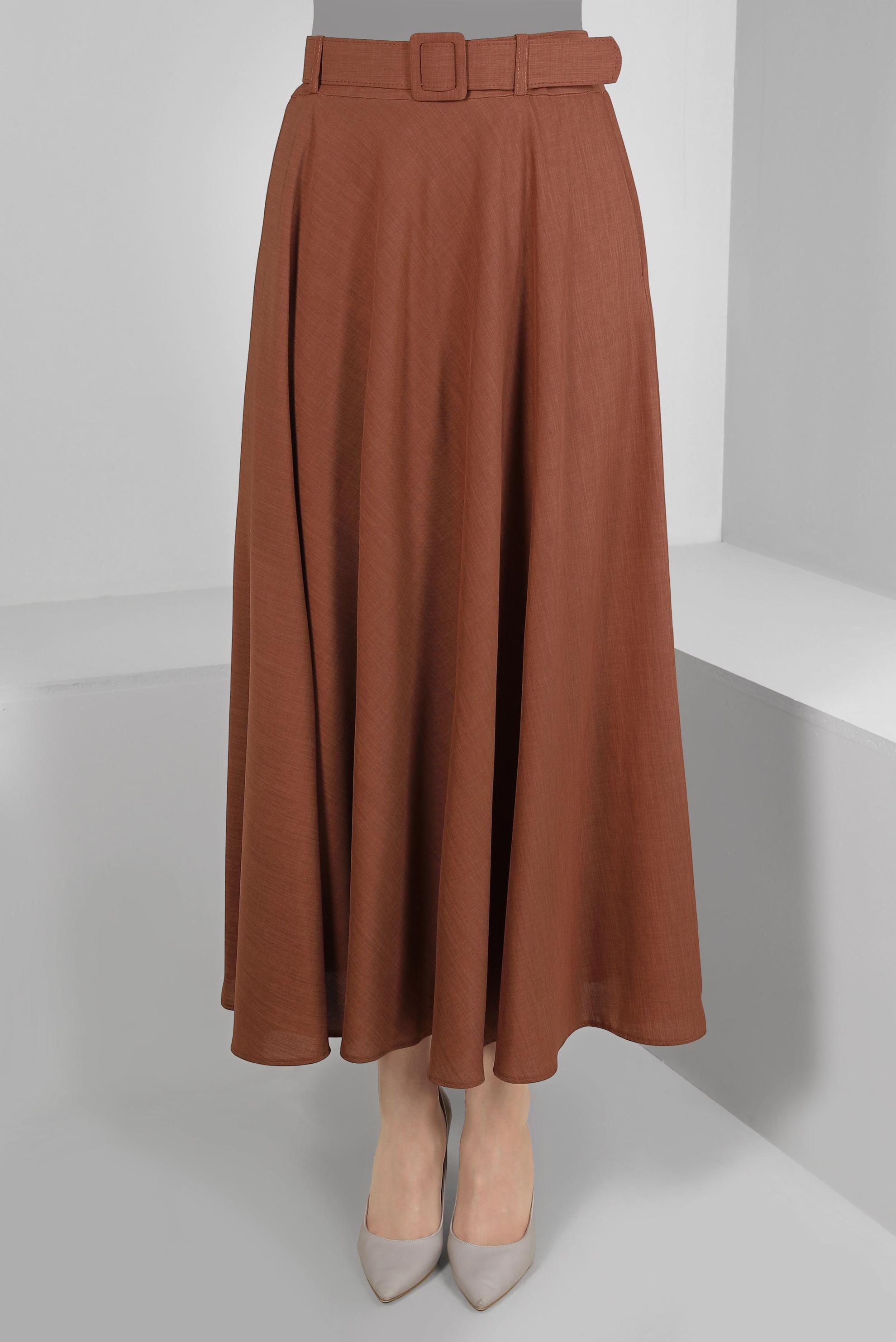 Vêtements hijab BRUN JUPE PLISSÉE À CEINTURE 60420