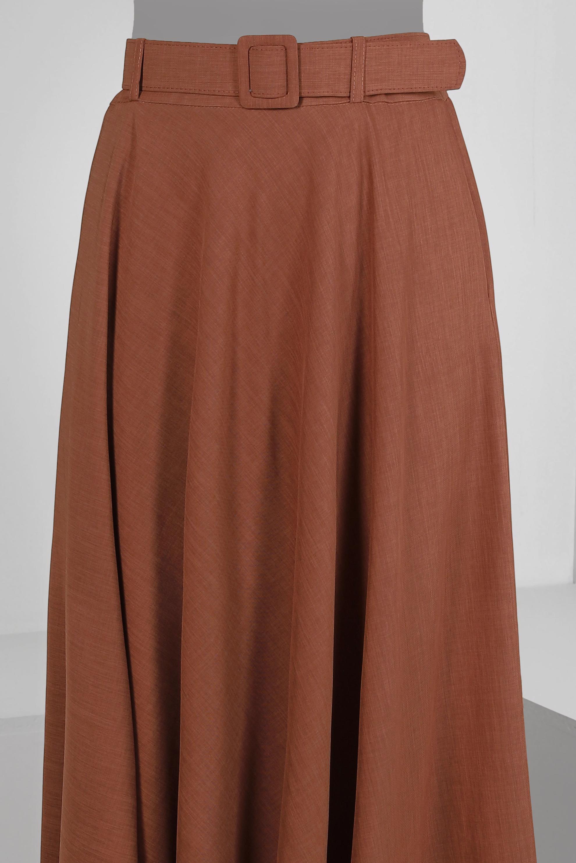 Vêtements hijab BRUN JUPE PLISSÉE À CEINTURE 60420