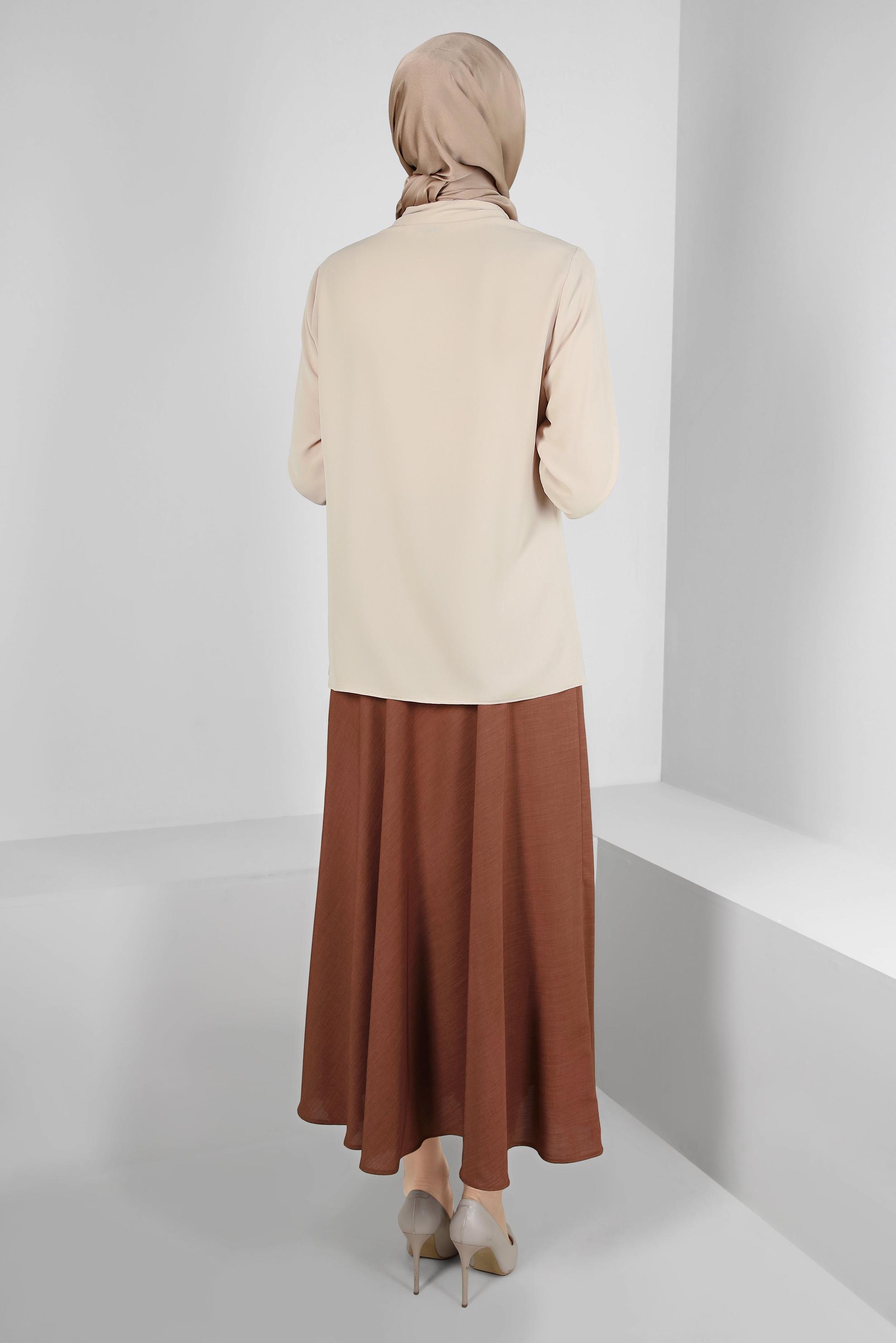 Vêtements hijab BRUN JUPE PLISSÉE À CEINTURE 60420