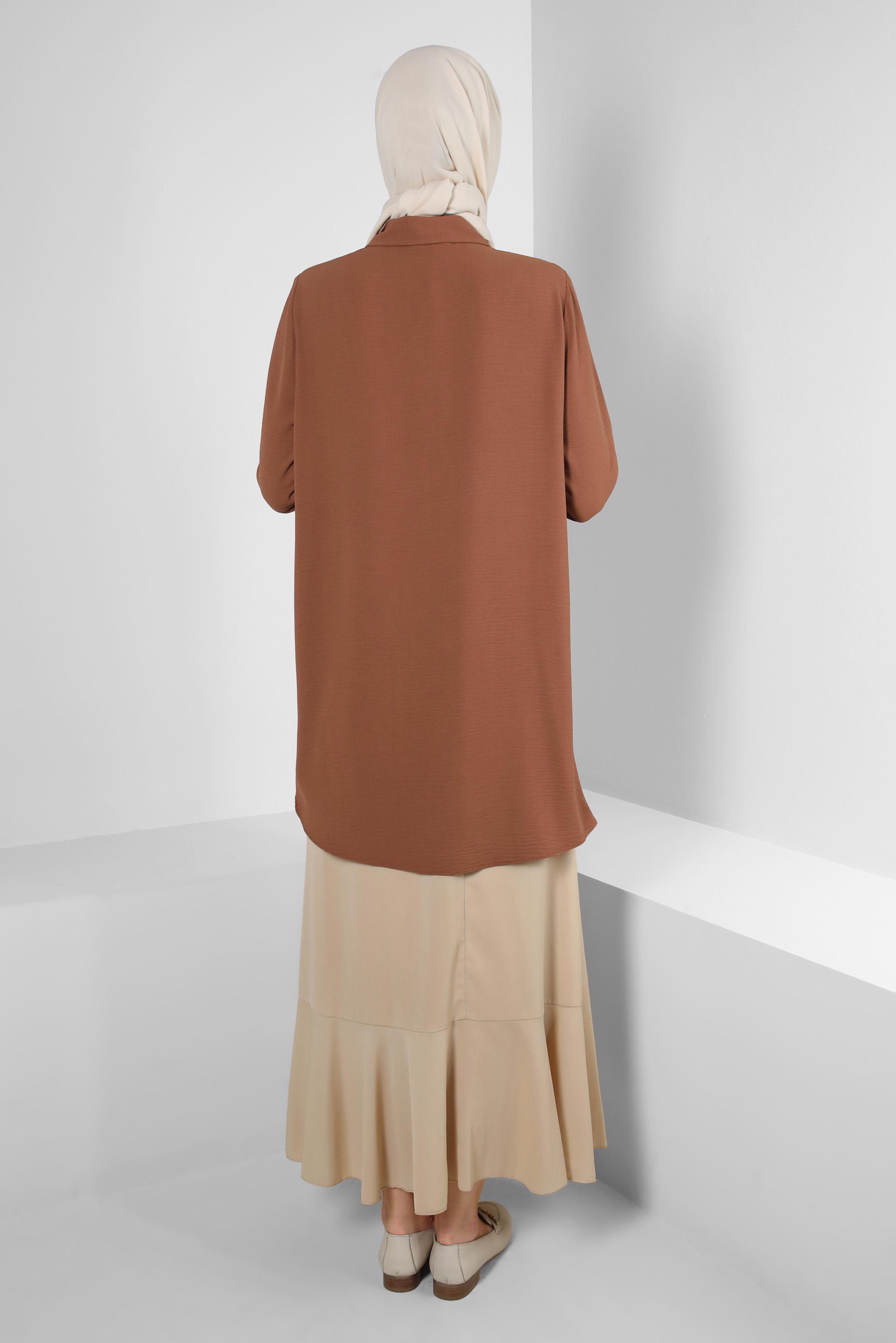 Vêtements hijab BEIGE JUPE À VOLANTS AVEC TAILLE ÉLASTIQUE 60421