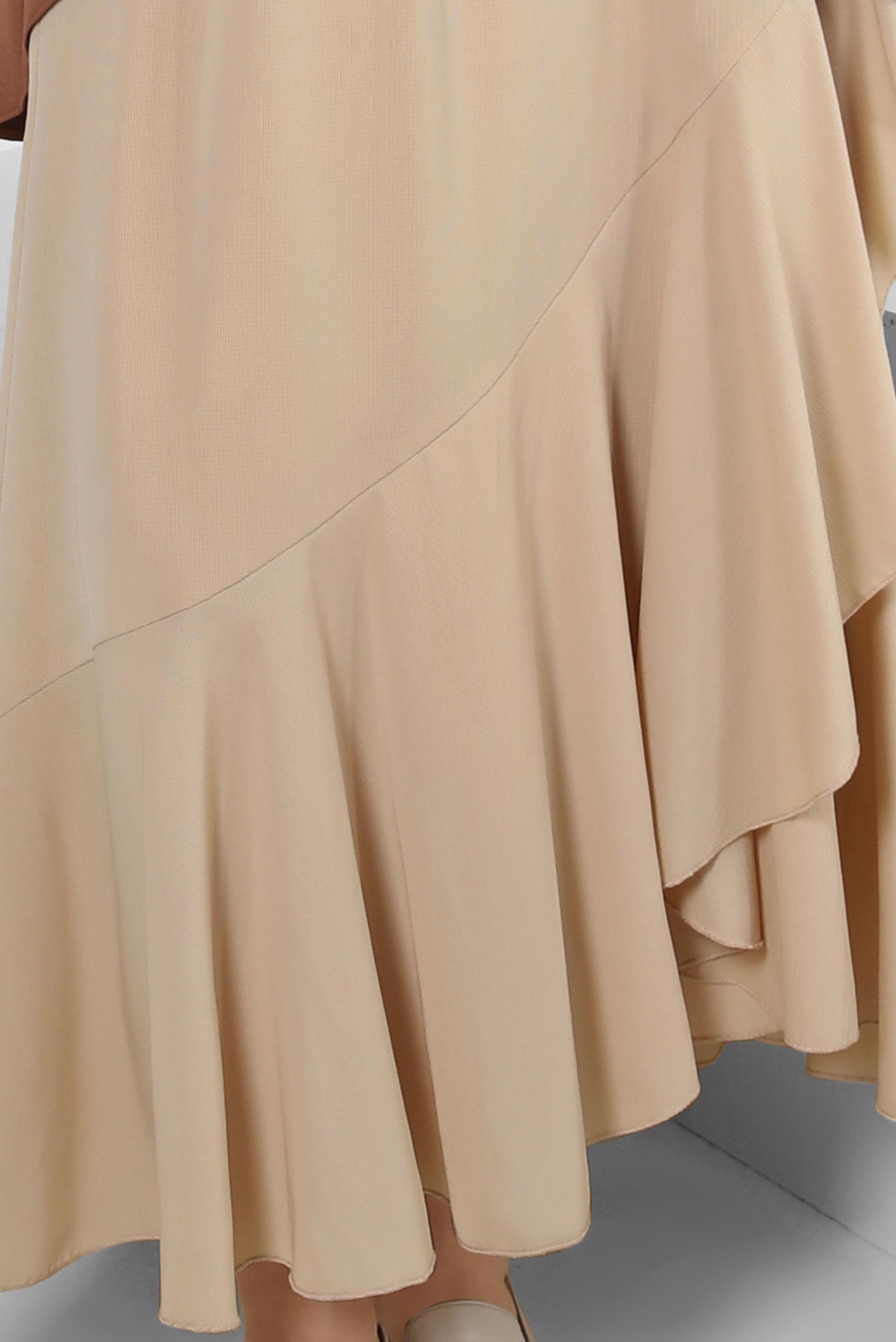 Vêtements hijab BEIGE JUPE À VOLANTS AVEC TAILLE ÉLASTIQUE 60421