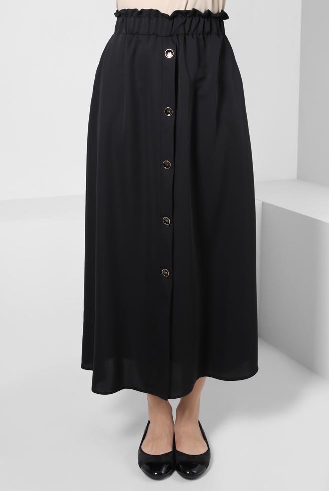 Hijab-Kleidung SCHWARZ ROCK MIT ELASTISCHEM BUND 60422 - ALVİNA