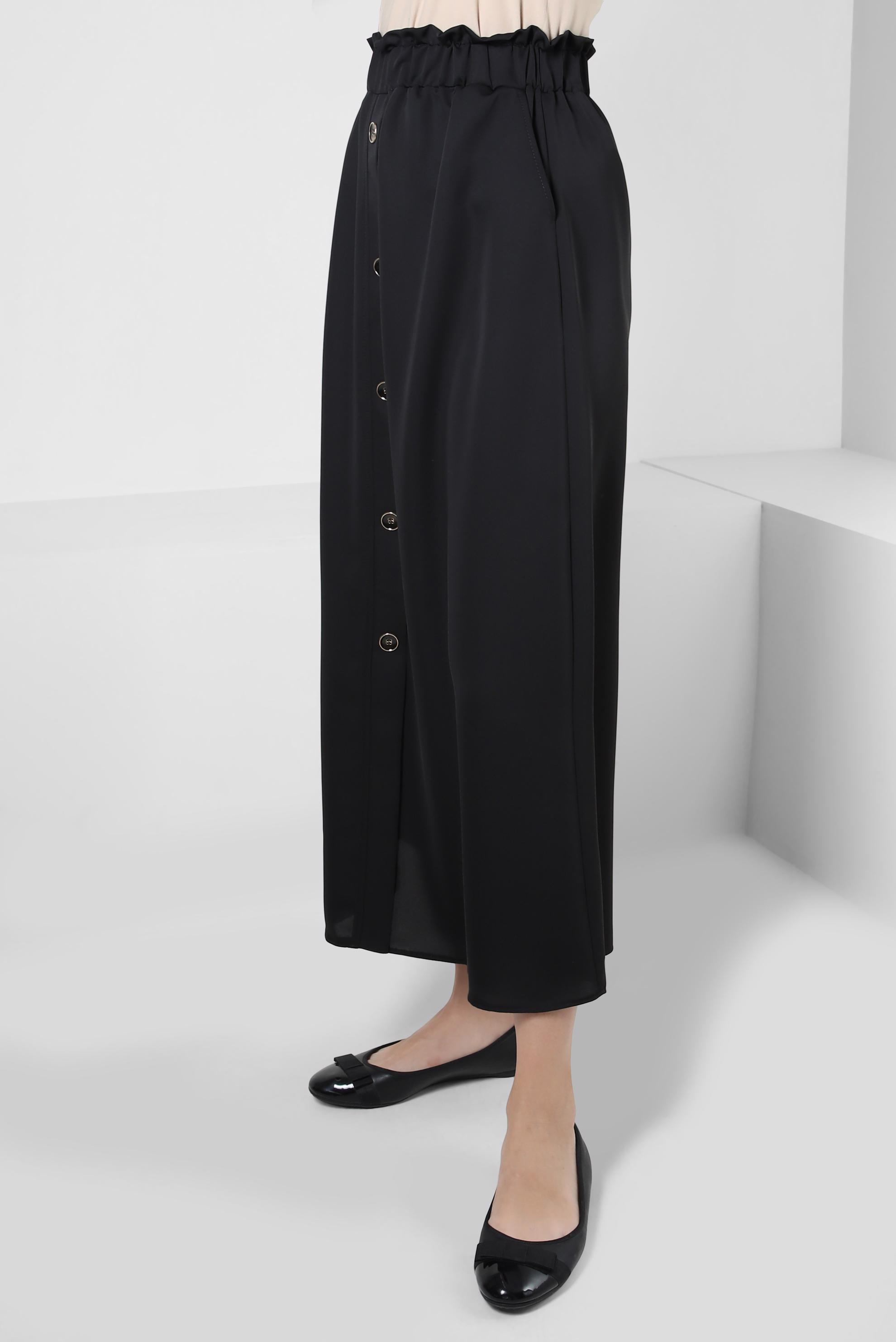 Tesettür giyim SİYAH BELİ LASTİKLİ DÜĞME DETAYLI ETEK 60422