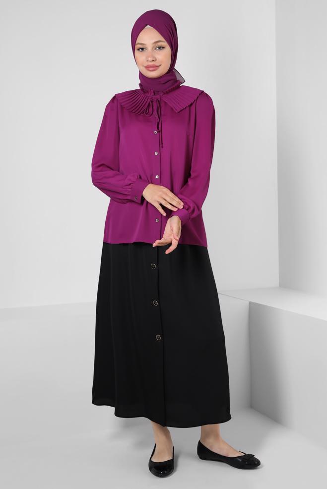 Hijab-Kleidung SCHWARZ ROCK MIT ELASTISCHEM BUND 60422 - ALVİNA