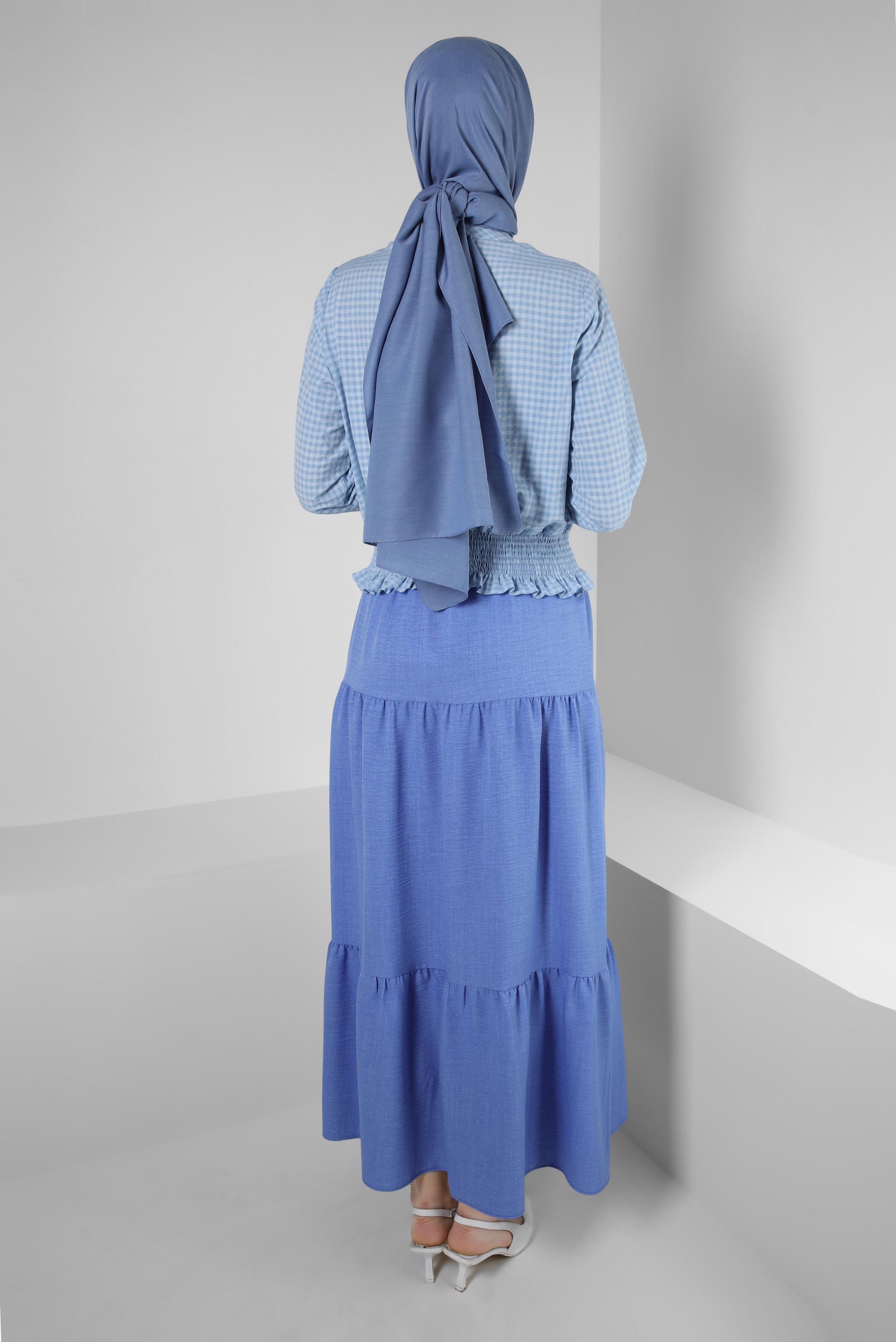 Vêtements hijab BLEU JUPE À VOLANTS ET BOUTONS 60423