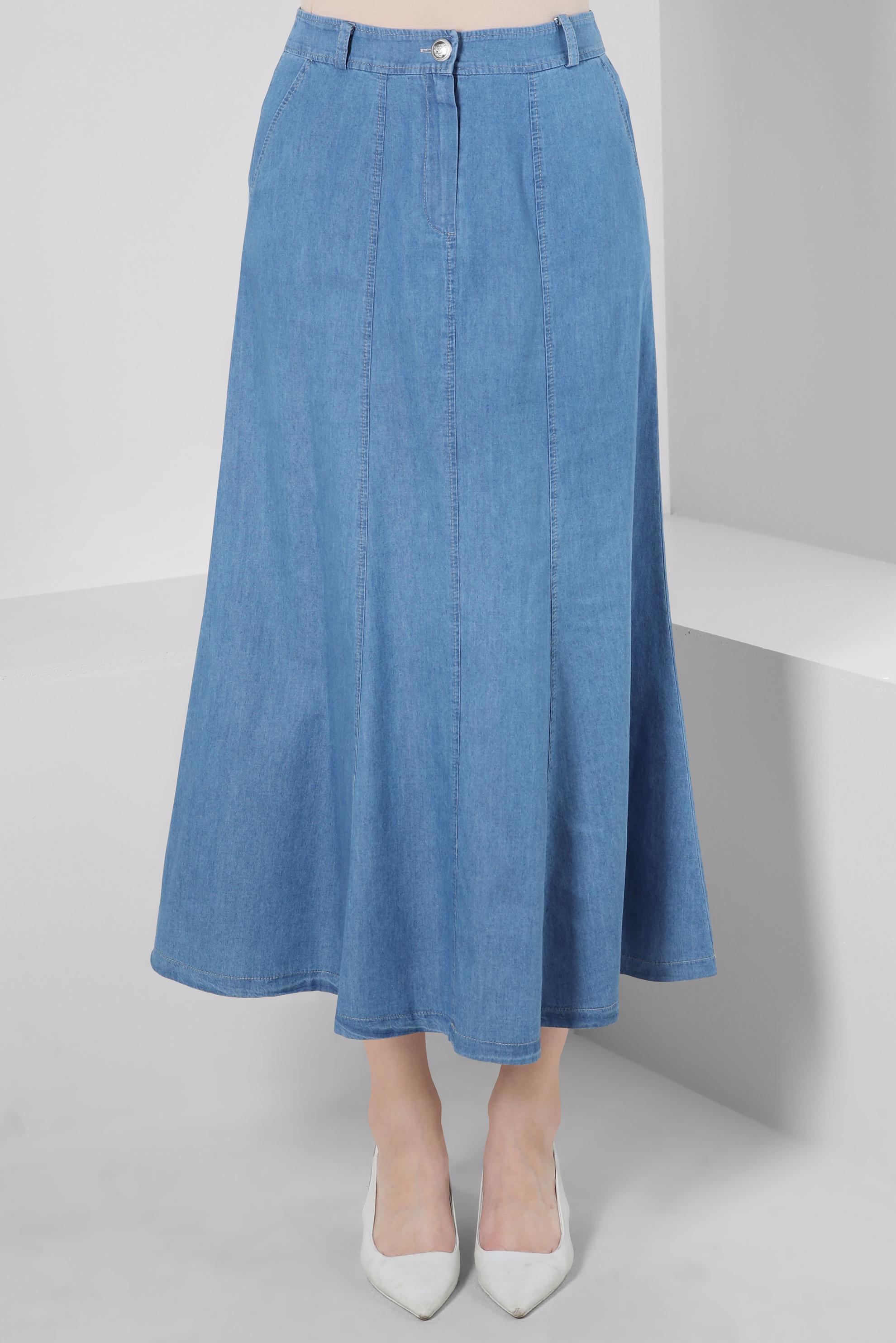 Tesettür giyim LACİVERT DENİM ETEK 60426