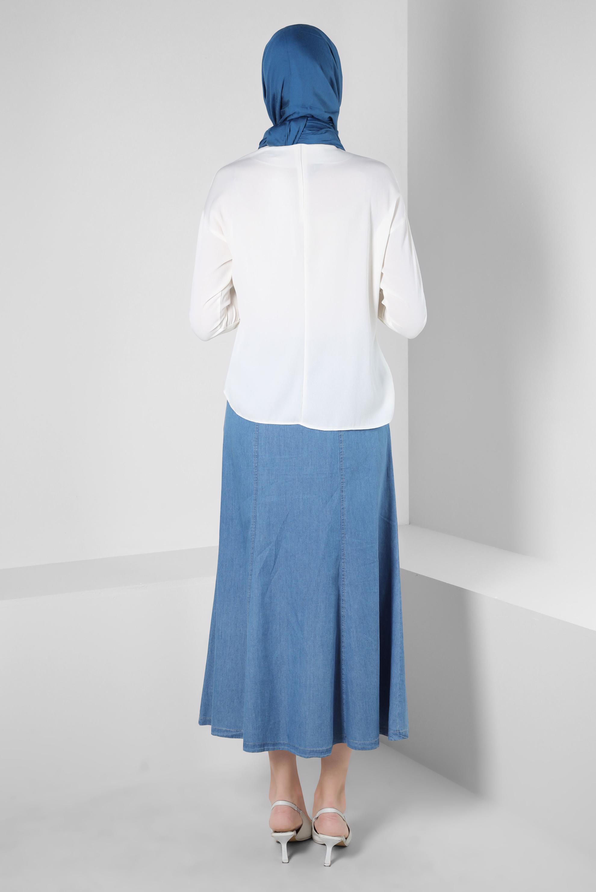 Tesettür giyim LACİVERT DENİM ETEK 60426