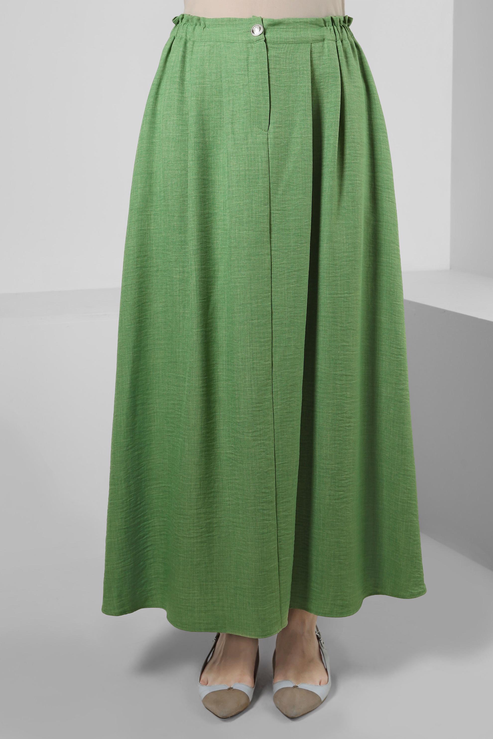 Hijab clothing GREEN ELASTIC WAIST PLEATED SKIRT 60428