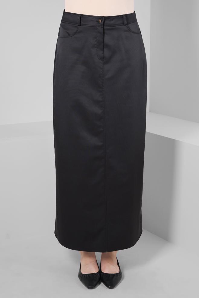 Hijab-Kleidung SCHWARZ GERADE GESCHNITTENER ROCK 60431 - ALVİNA