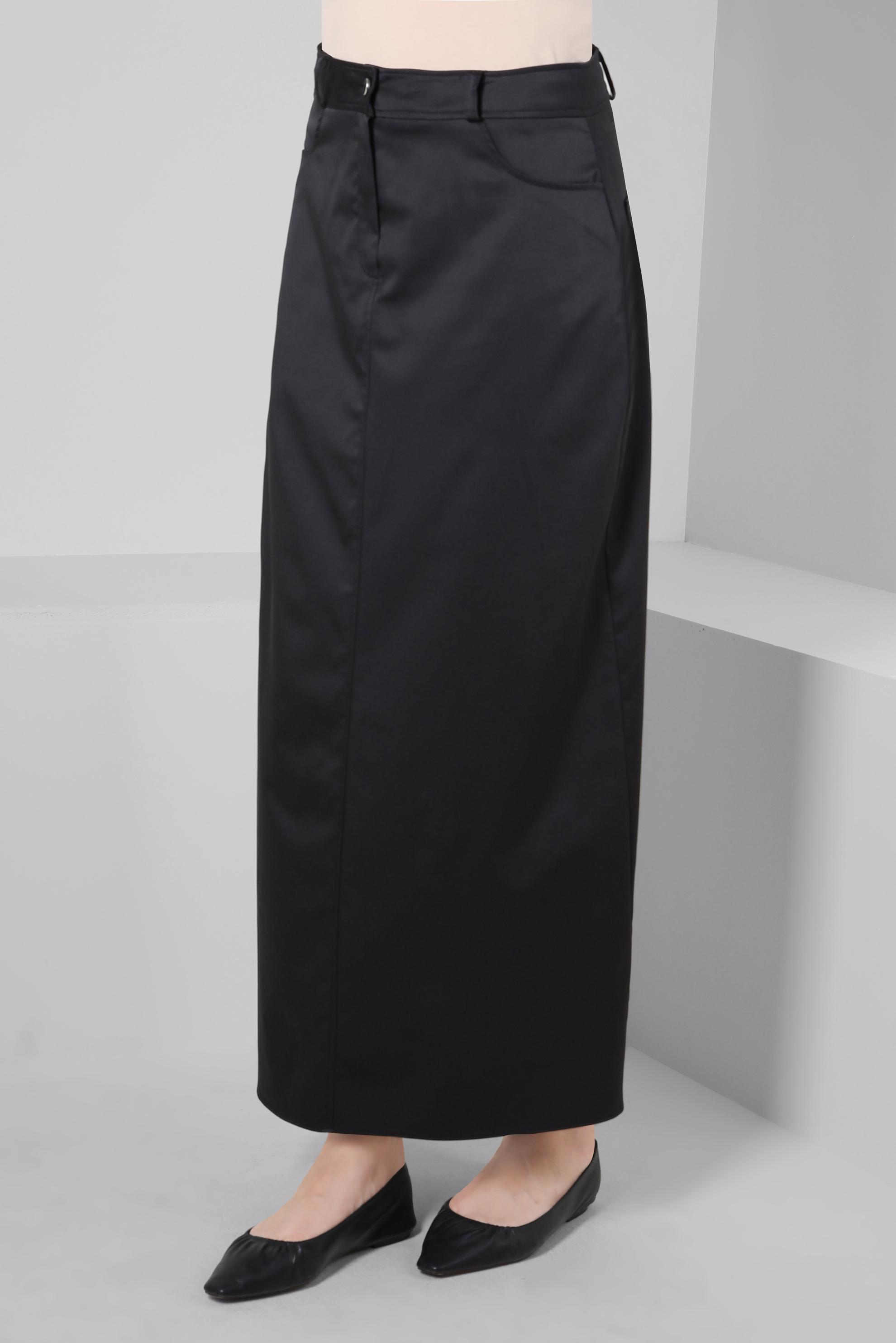 Tesettür giyim SİYAH DÜZ KESİM ETEK 60431