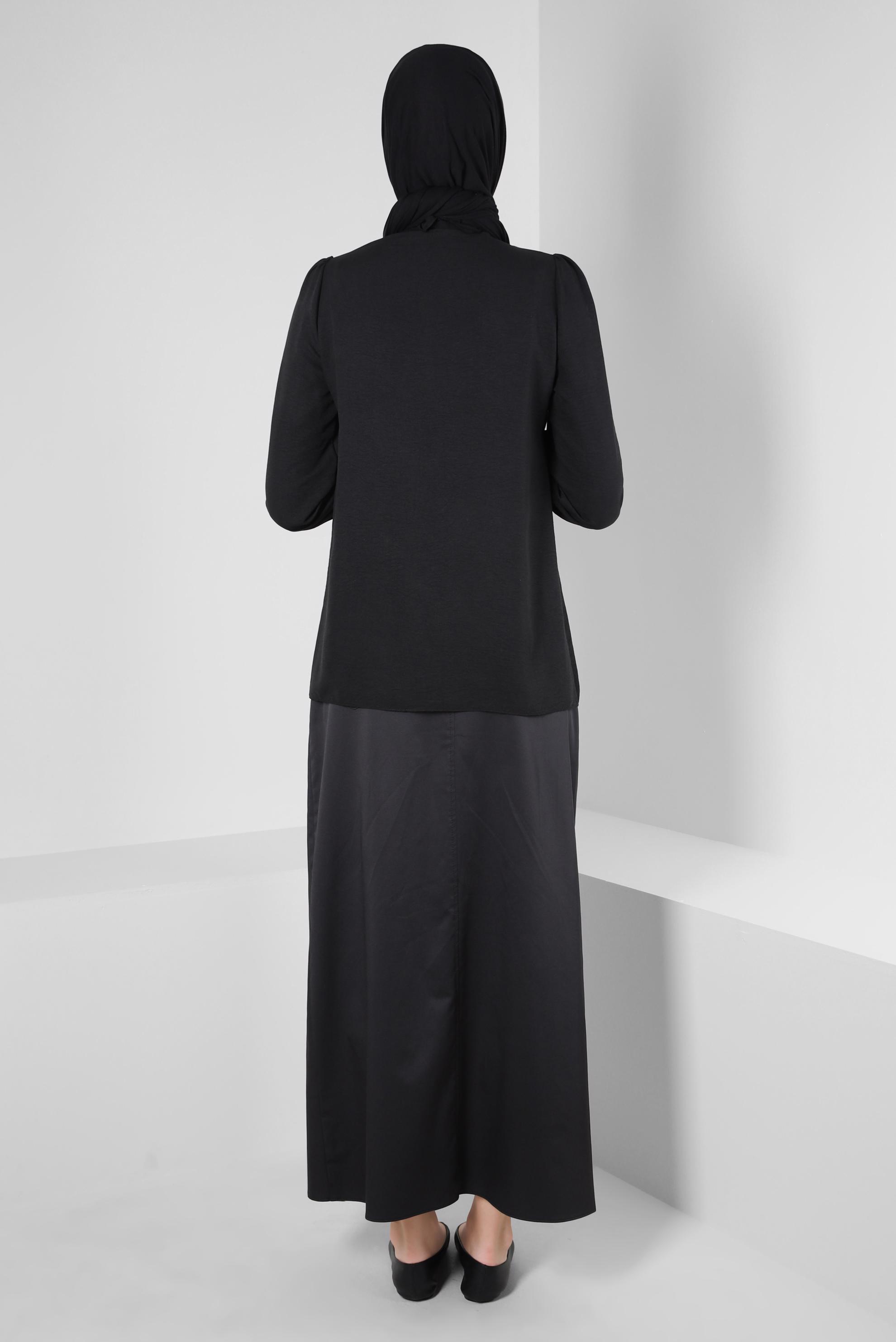 Tesettür giyim SİYAH DÜZ KESİM ETEK 60431