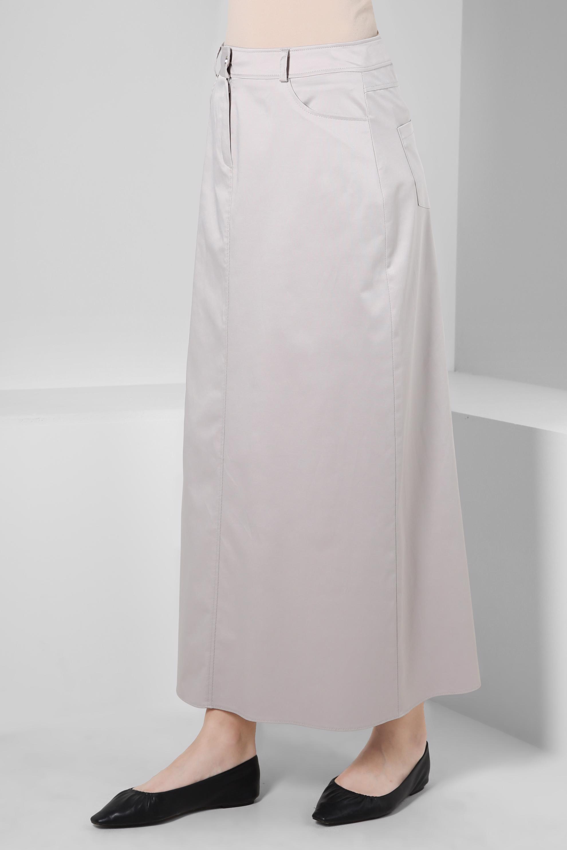 Tesettür giyim BEJ DÜZ KESİM ETEK 60431