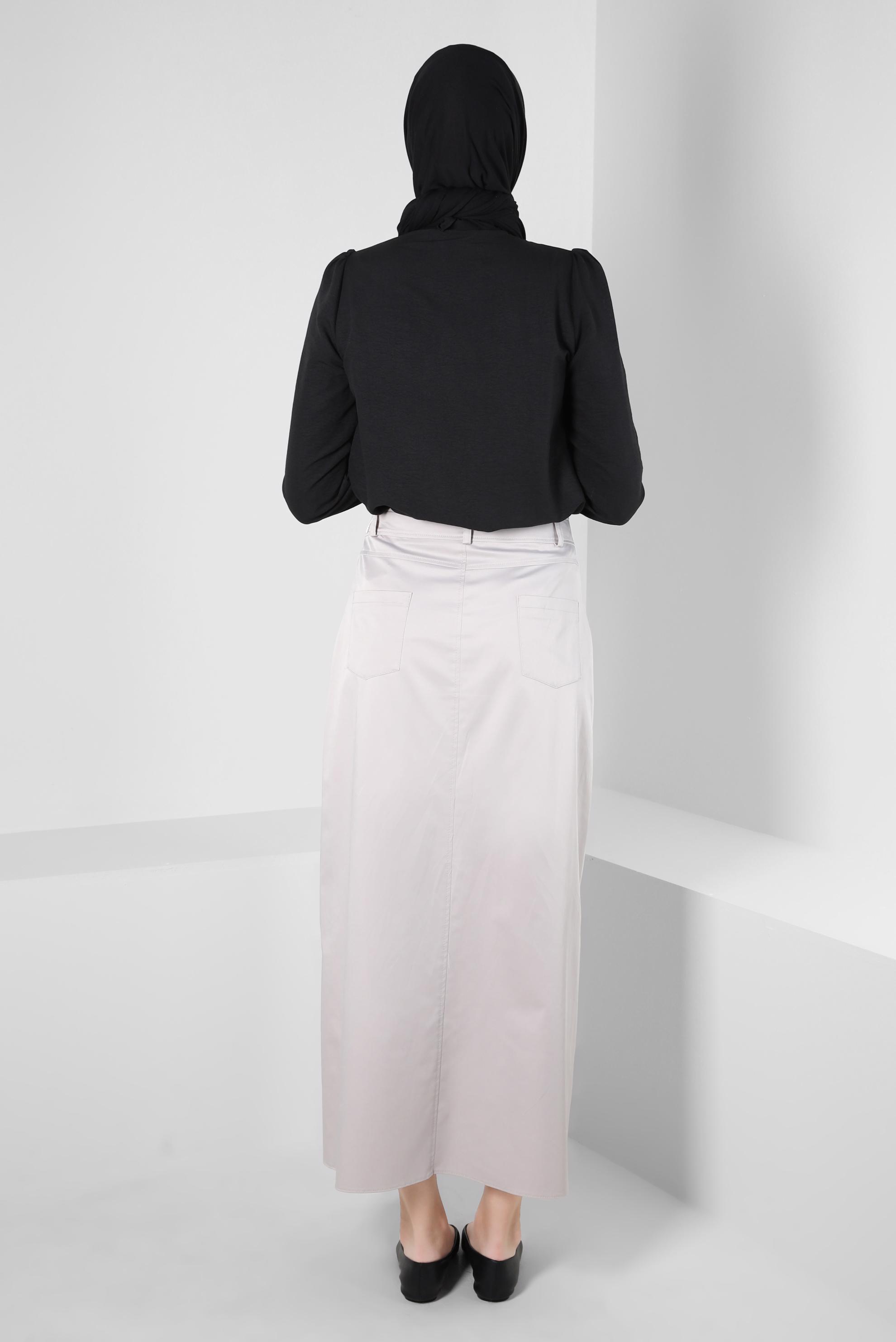 Tesettür giyim BEJ DÜZ KESİM ETEK 60431