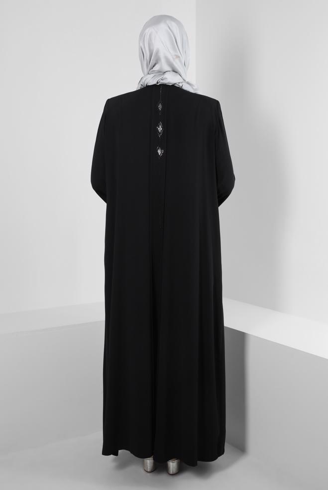 Hijab clothing BLACK POCKET DETAIL ZIPPERED JACKET WITH GEM 80054 - ALVİNA