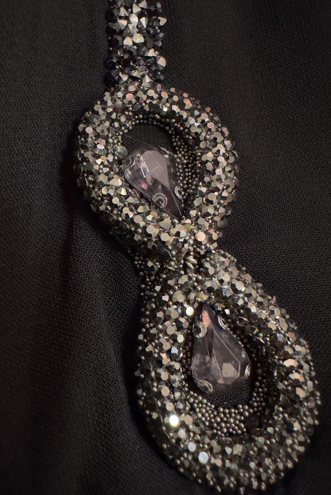 Hijab clothing BLACK GEM EMBROIDERED TOPCOAT WITH POCKET DETAIL 80056 - ALVİNA