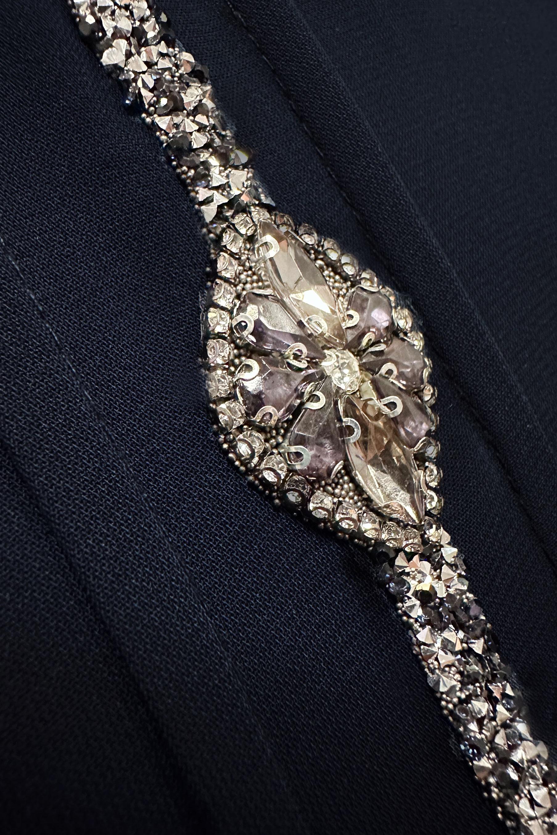 Hijab clothing NAVY BLUE GEM EMBROIDERED PADDED TOPCOAT WITH ZIPPER 80057 