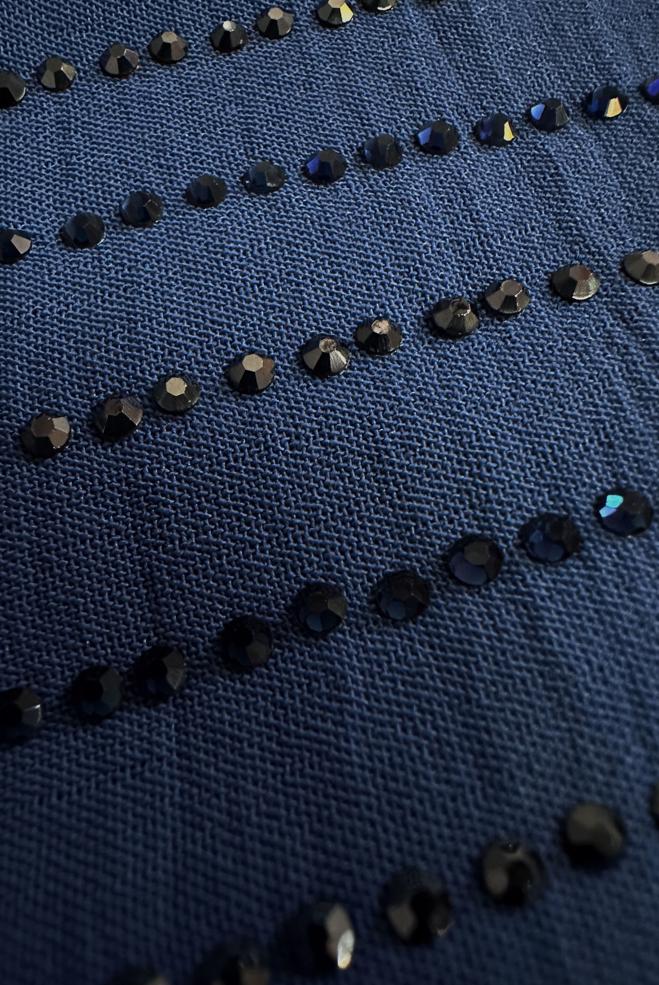 Vêtements hijab BLEU MARINE SURMANTEAU ZIPPÉ À CAPUCHE AVEC GEM BRODÉ 80059 - ALVİNA