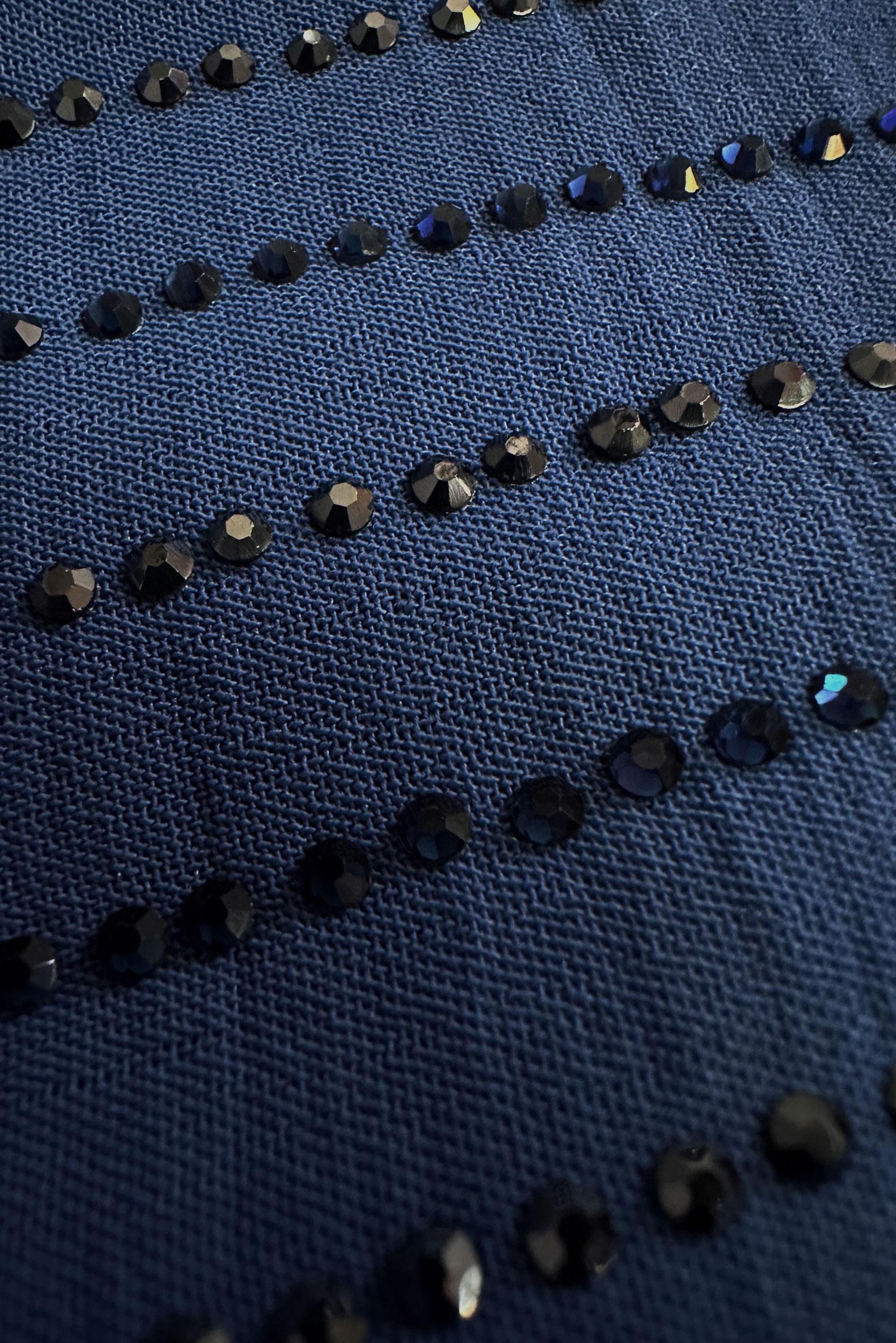 Hijab clothing NAVY BLUE HOODED ZIPPERED TOPCOAT WITH GEM EMBROIDERED 80059