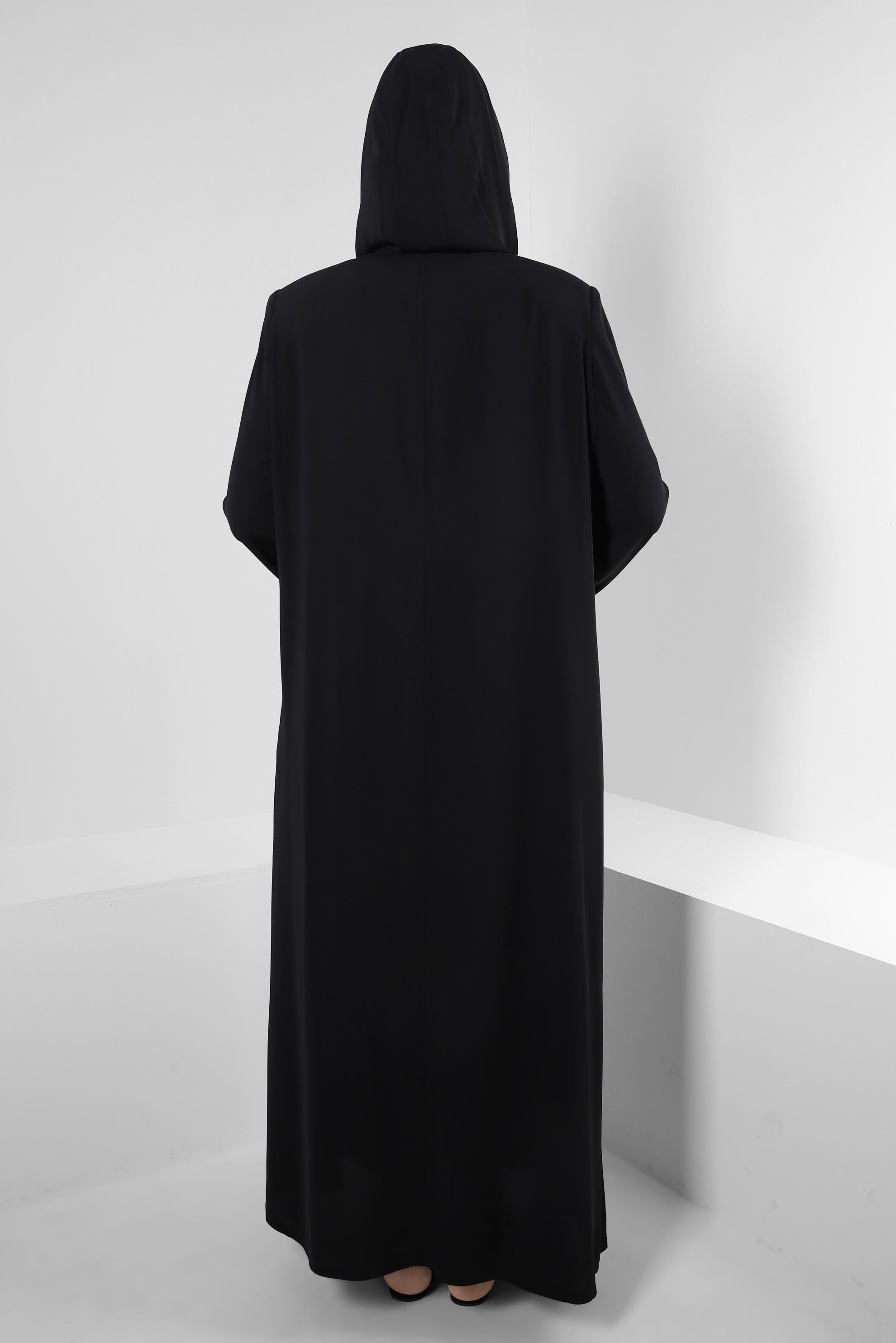 Vêtements hijab NOIR VESTE ZIPPÉE À CAPUCHE AVEC BIJOU 80062