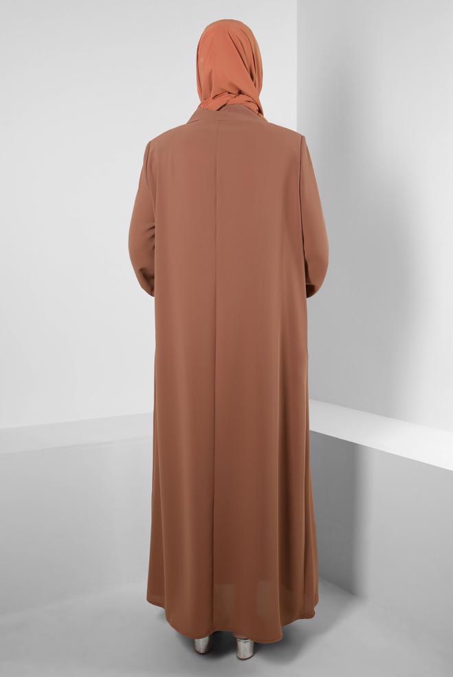 Hijab clothing TABA GEM EMBROIDERED TOPCOAT WITH INVISIBLE BUTTONED 80063 - ALVİNA