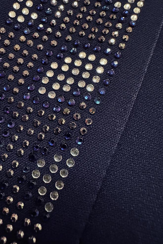 Hijab clothing NAVY BLUE INVISIBLE BUTTONED TOPCOAT WITH GEM EMBROIDERED 80064 - ALVİNA