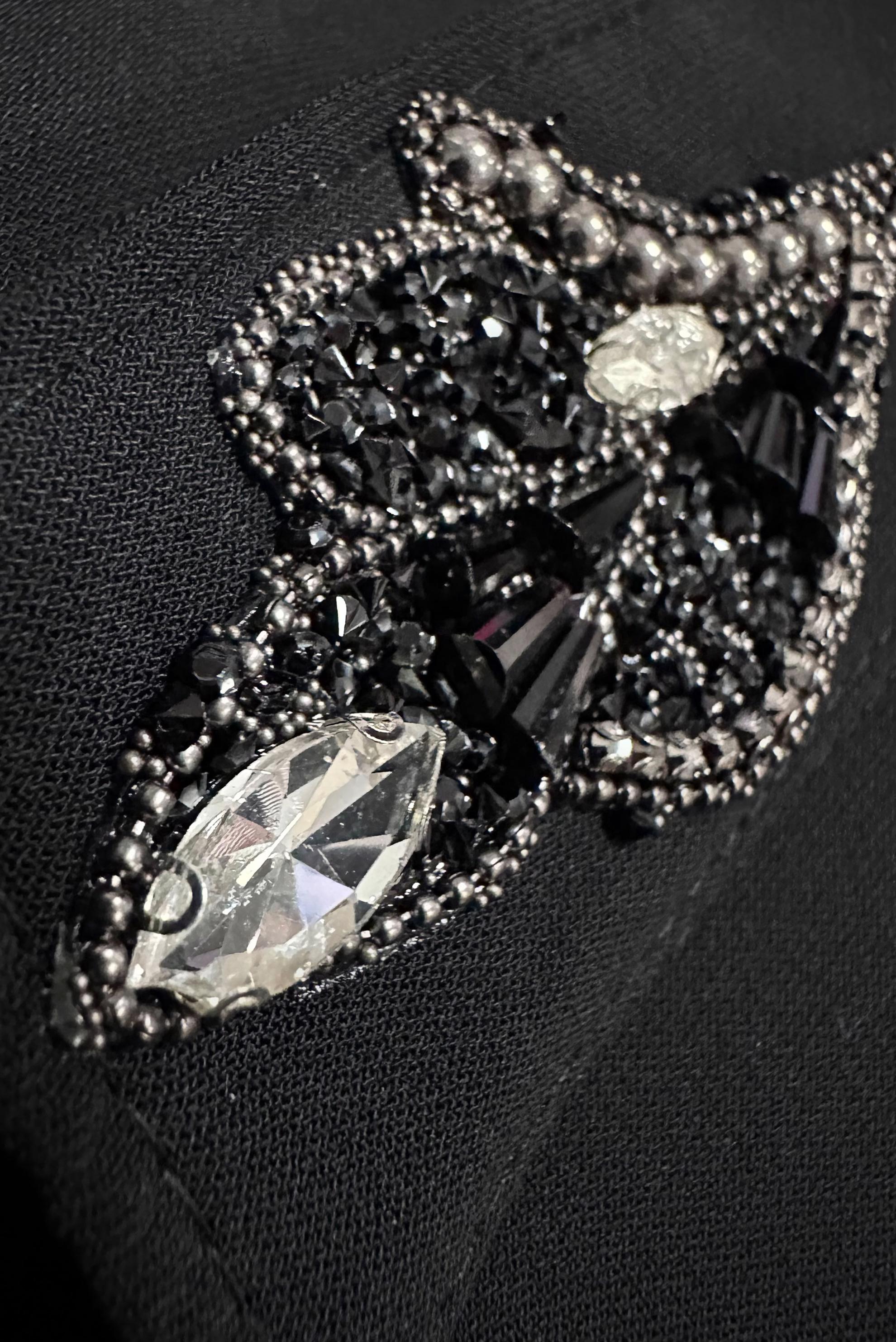 Tesettür giyim SİYAH BALON KOL TAŞ DETAYLI FERACE 80066