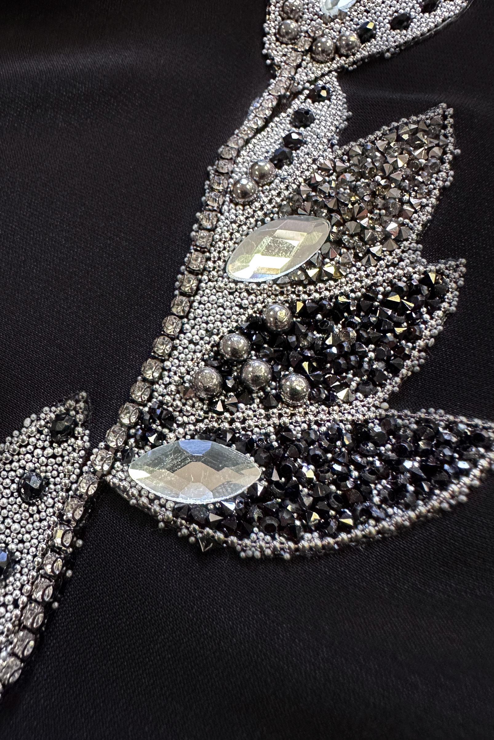 Hijab clothing BLACK GEM EMBROIDERED BELTED TOPCOAT SUIT WITH DRESS 80067