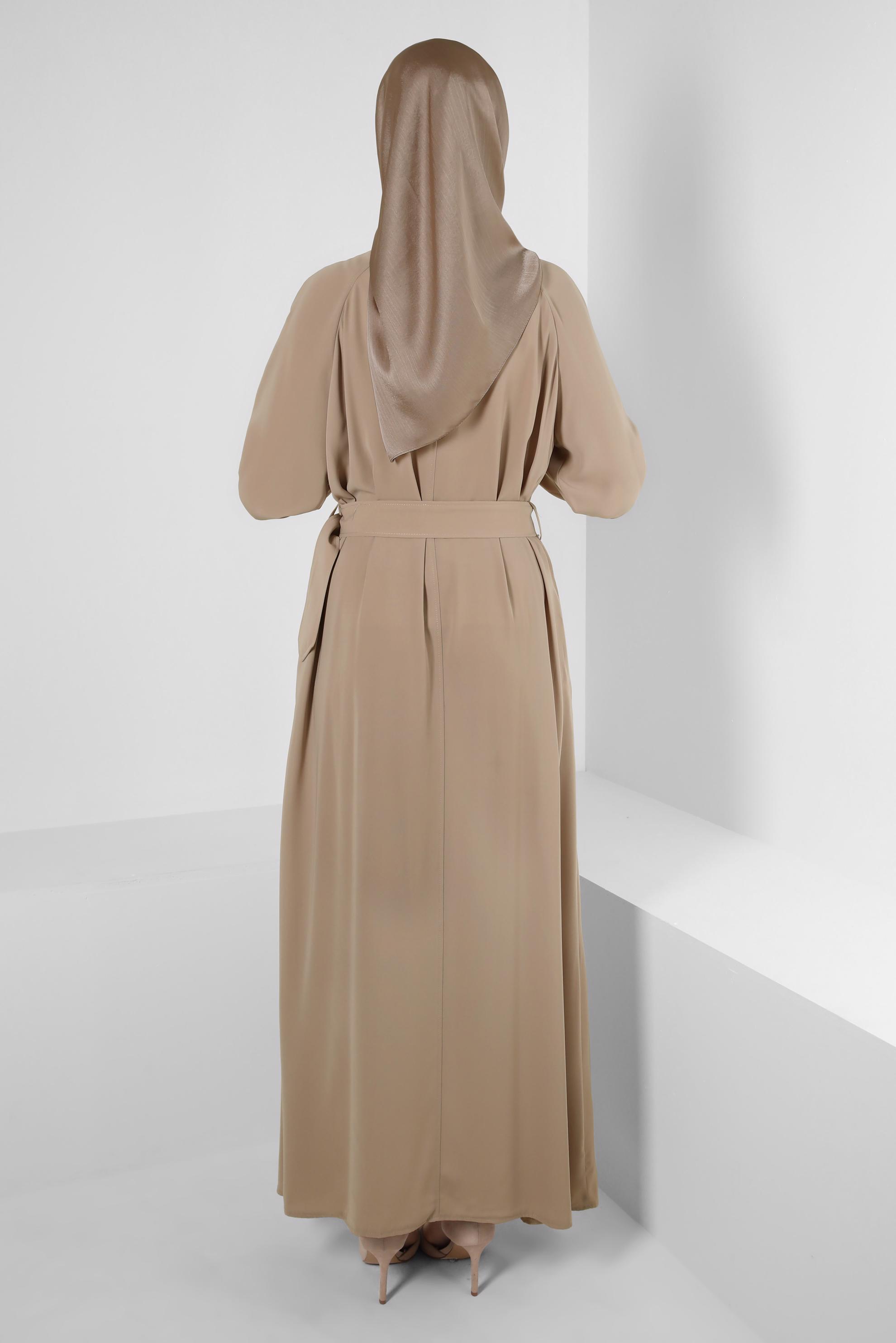 Hijab clothing MINK BELTED ABAYA WITH ELASTIC CUFFS 80068