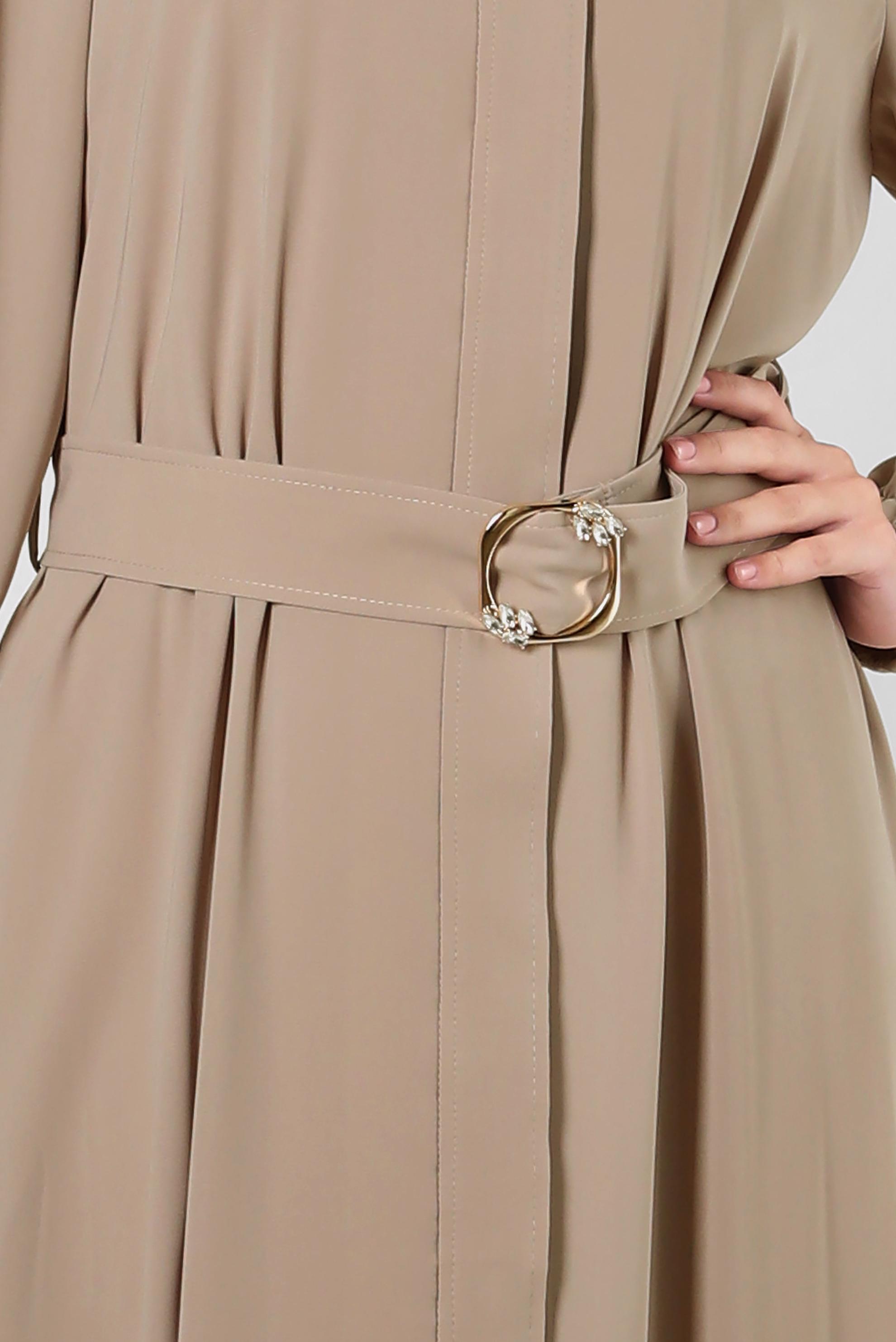 Hijab clothing MINK BELTED ABAYA WITH ELASTIC CUFFS 80068