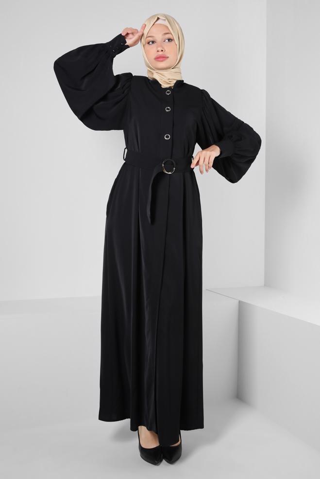 Vêtements hijab NOIR ABAYA CEINTURE 80069 - ALVİNA