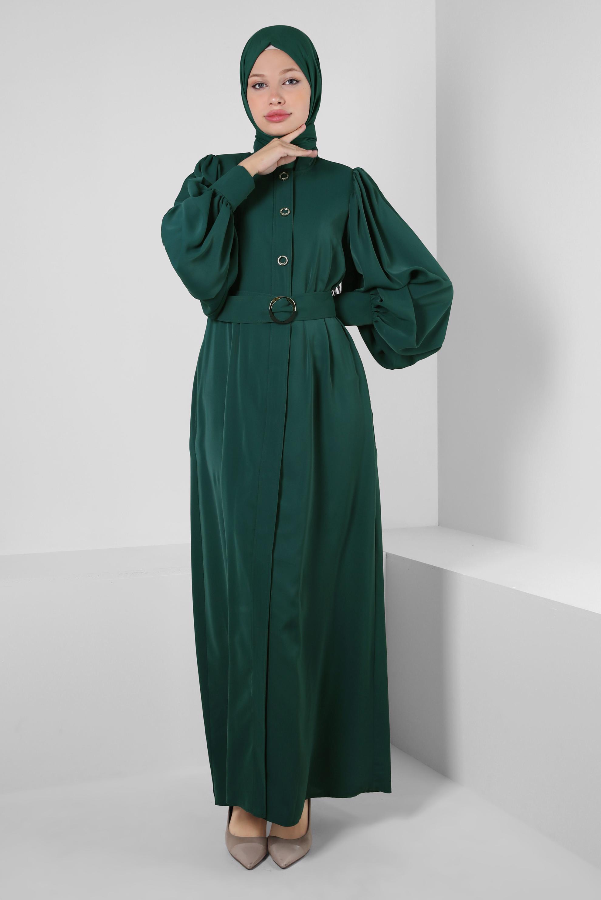 Hijab clothing GREEN BELTED ABAYA 80069