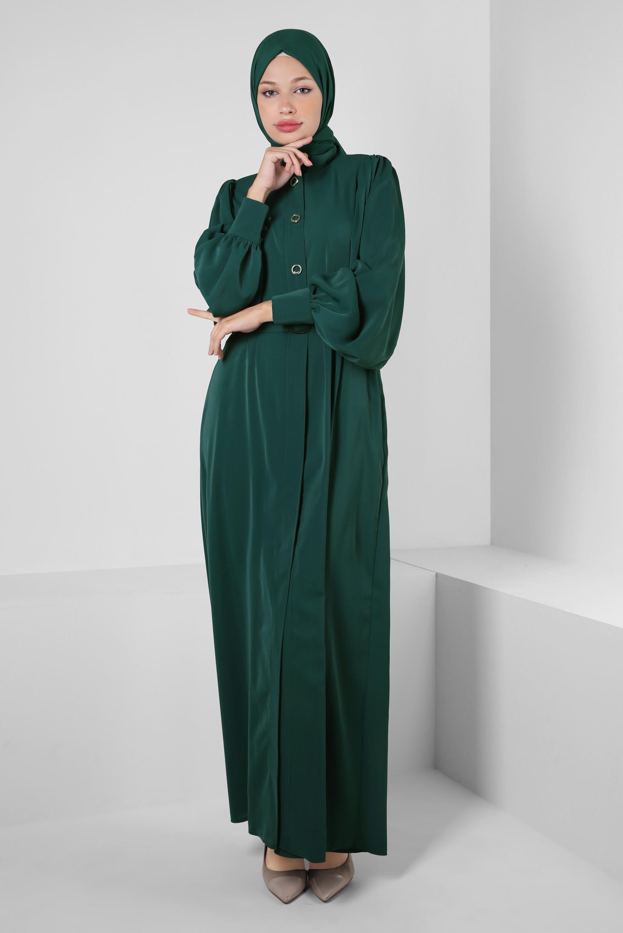 Hijab clothing GREEN BELTED ABAYA 80069