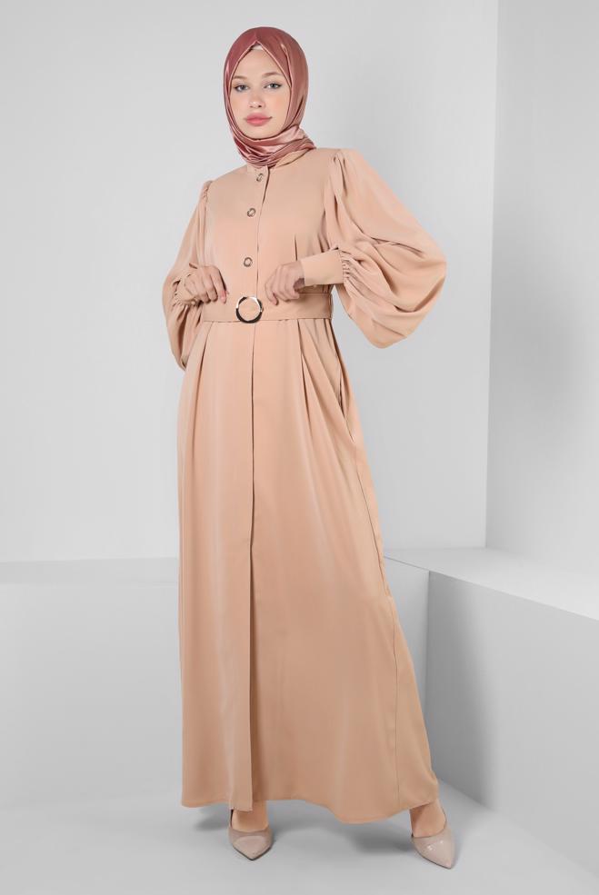 Vêtements hijab BEIGE ABAYA CEINTURE 80069 - ALVİNA
