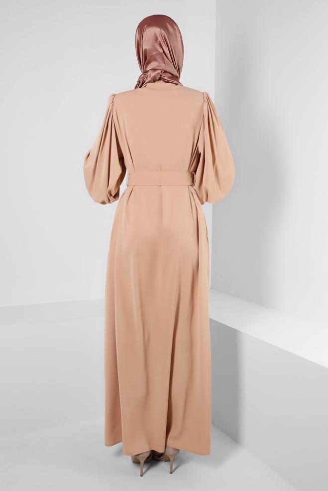Vêtements hijab BEIGE ABAYA CEINTURE 80069 - ALVİNA