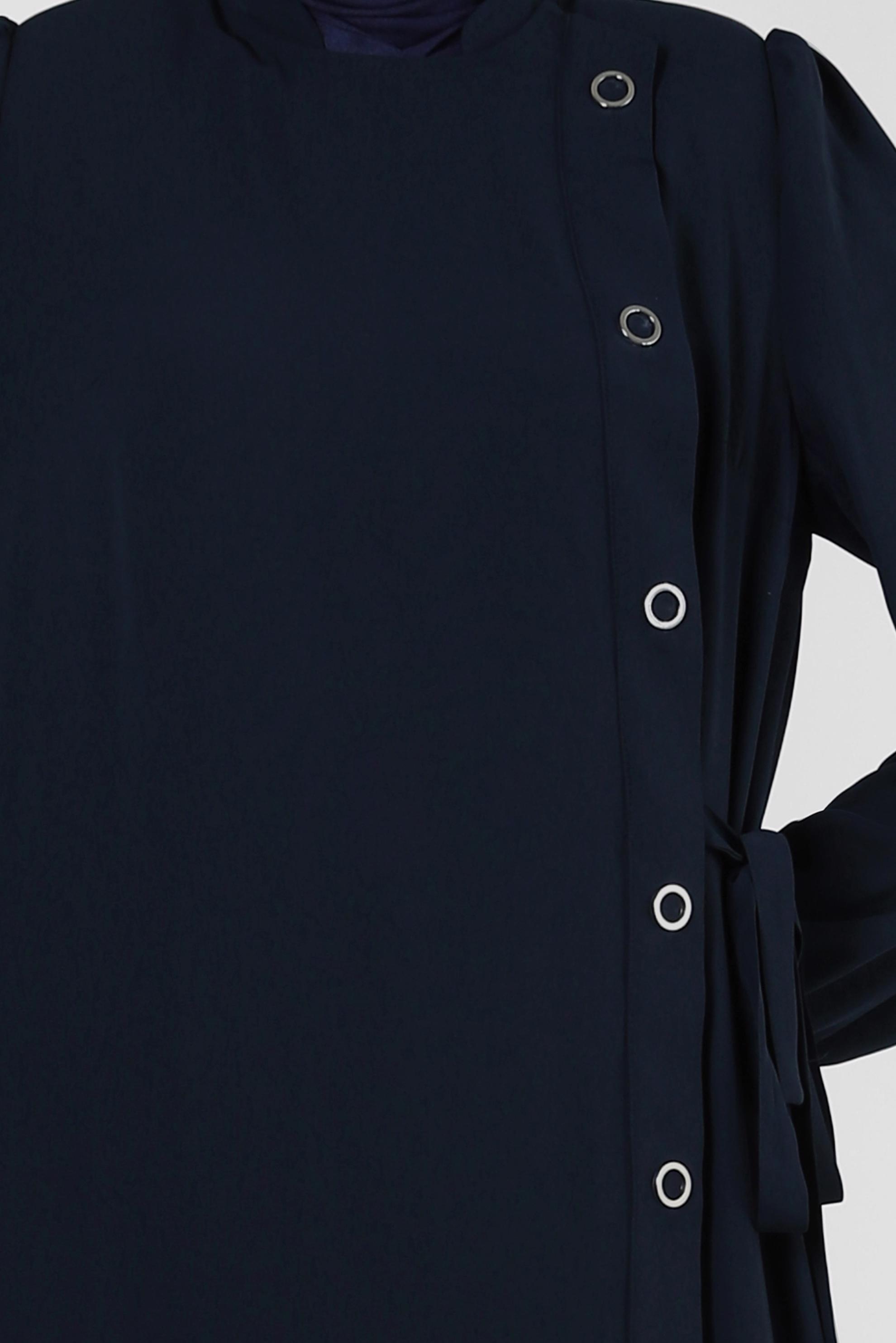 Hijab clothing NAVY BLUE EYELET DETAILED ABAYA 80072