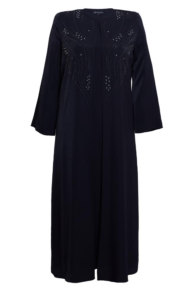 Vêtements hijab NOIR COSTUME ABAYA GRANDE TAILLE 80073 - ALVİNA