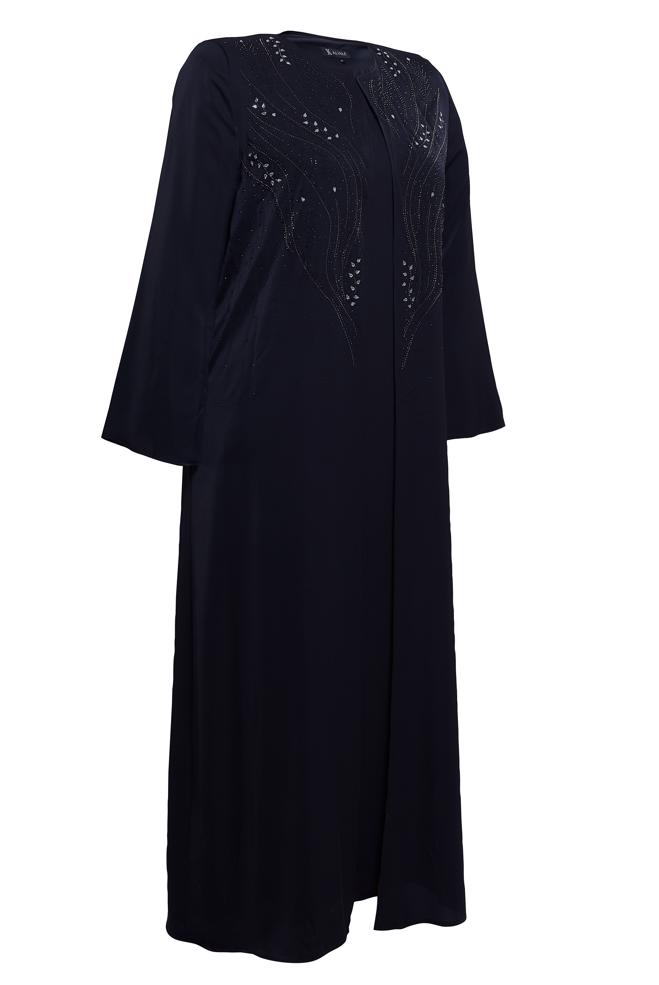 Vêtements hijab NOIR COSTUME ABAYA GRANDE TAILLE 80073 - ALVİNA