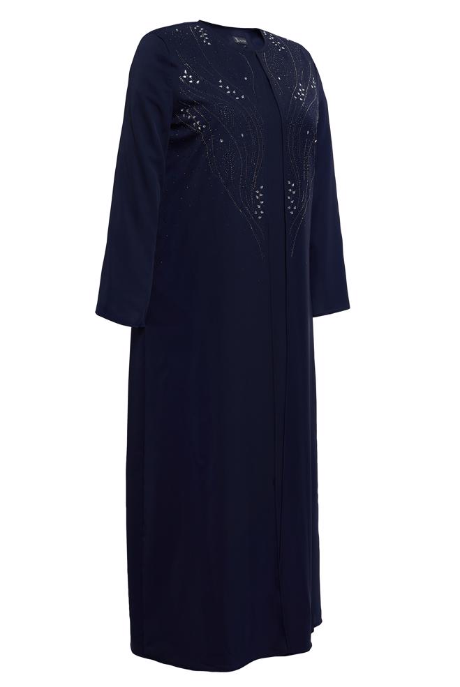 Vêtements hijab BLEU MARINE COSTUME ABAYA GRANDE TAILLE 80073 - ALVİNA