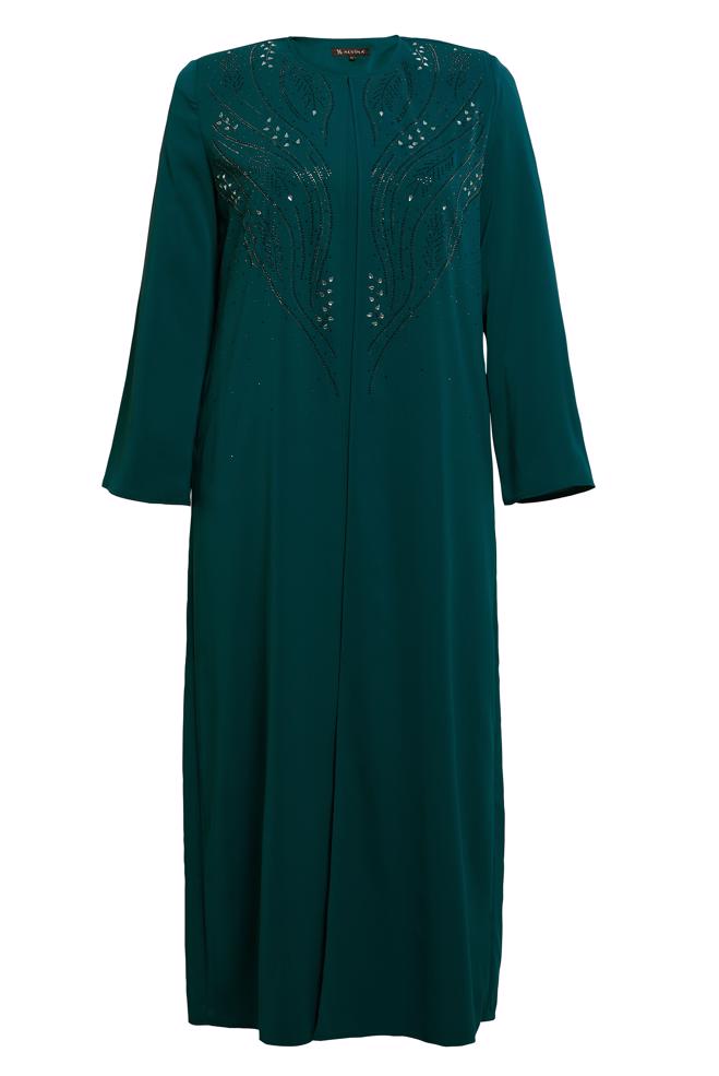Vêtements hijab VERT COSTUME ABAYA GRANDE TAILLE 80073 - ALVİNA