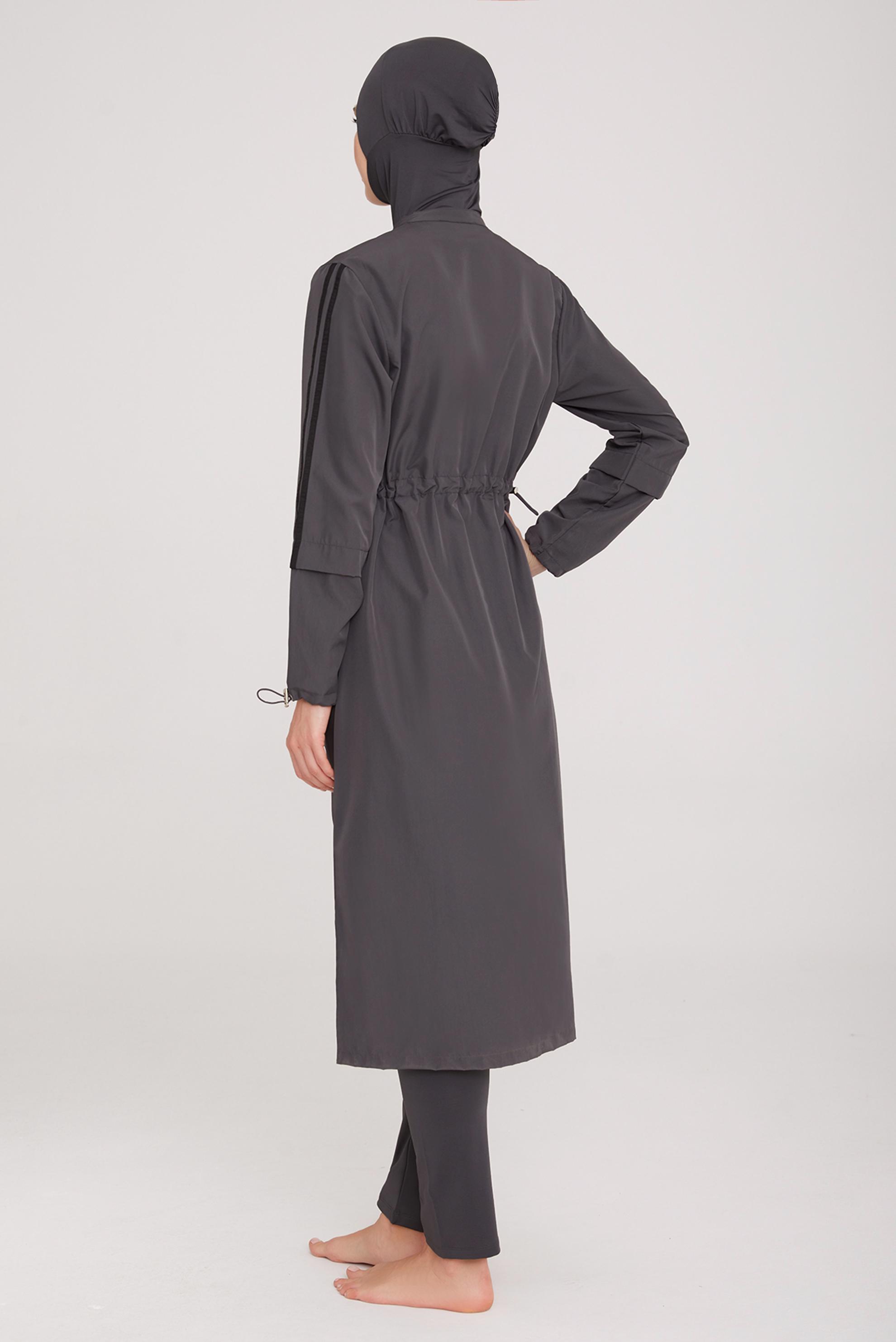 Vêtements hijab GRIS ENSEMBLE DE MAILLOT DE BAIN HIJAB ZIPPÉ 1314