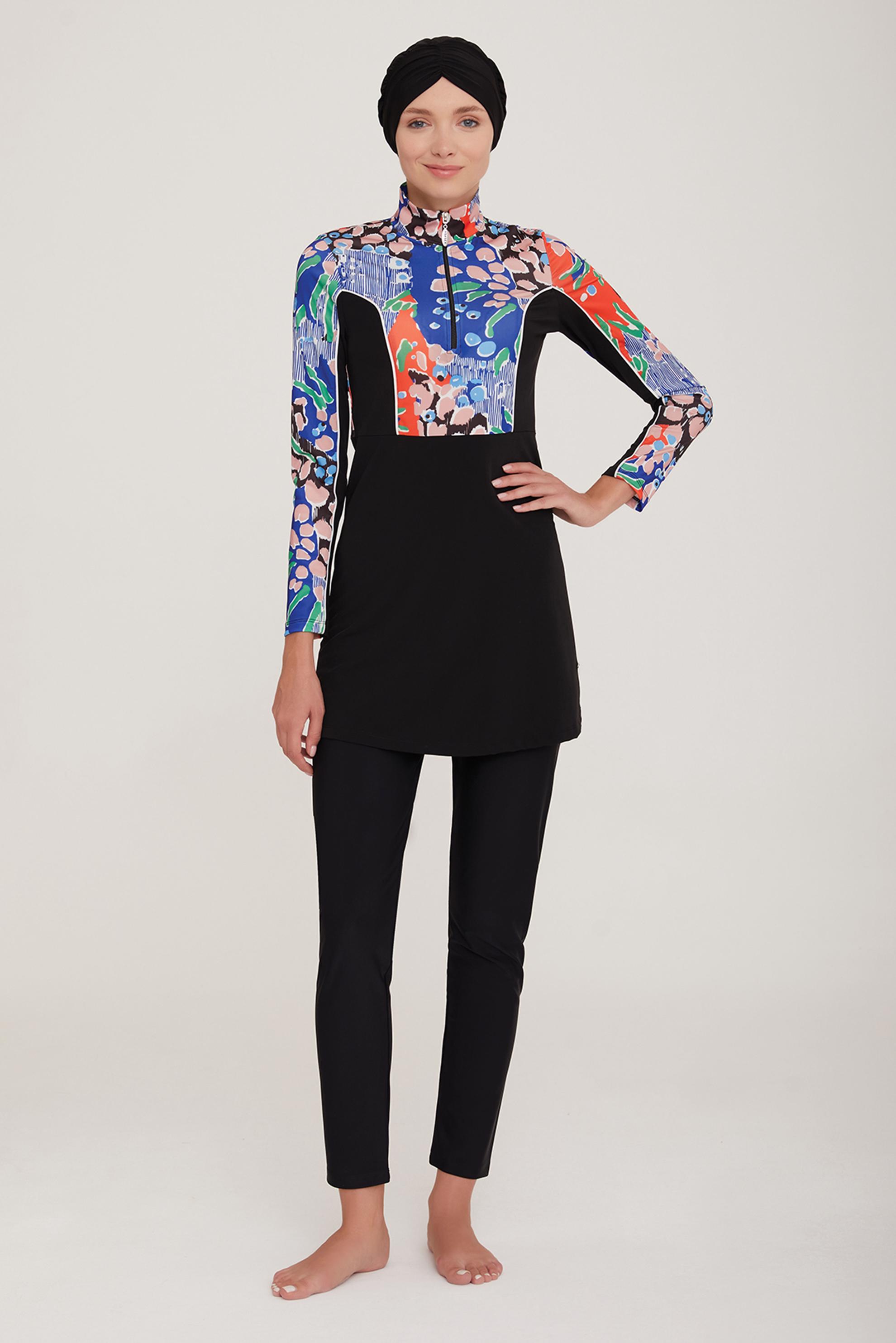 Vêtements hijab NOIR ENSEMBLE DE MAILLOT DE BAIN À MOTIF HIJAB 4422