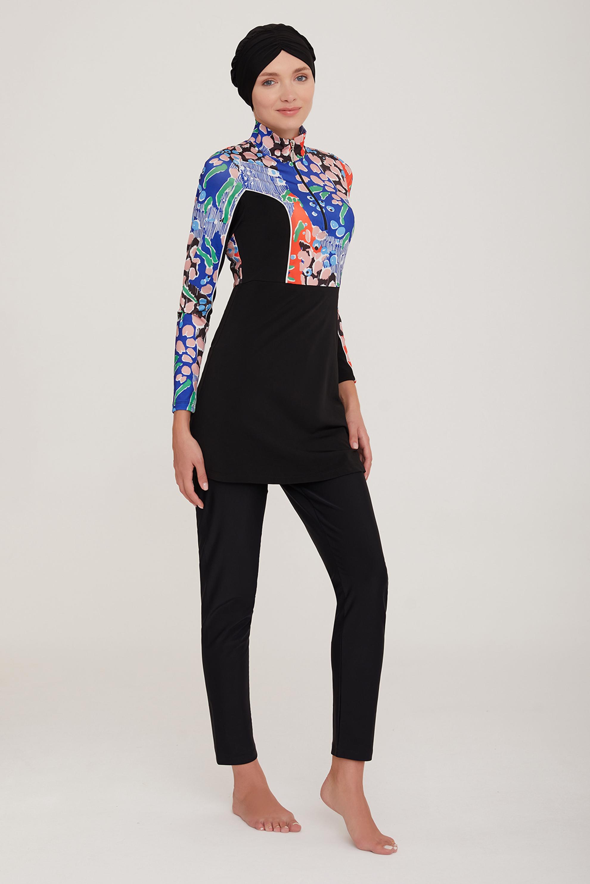 Vêtements hijab NOIR ENSEMBLE DE MAILLOT DE BAIN À MOTIF HIJAB 4422