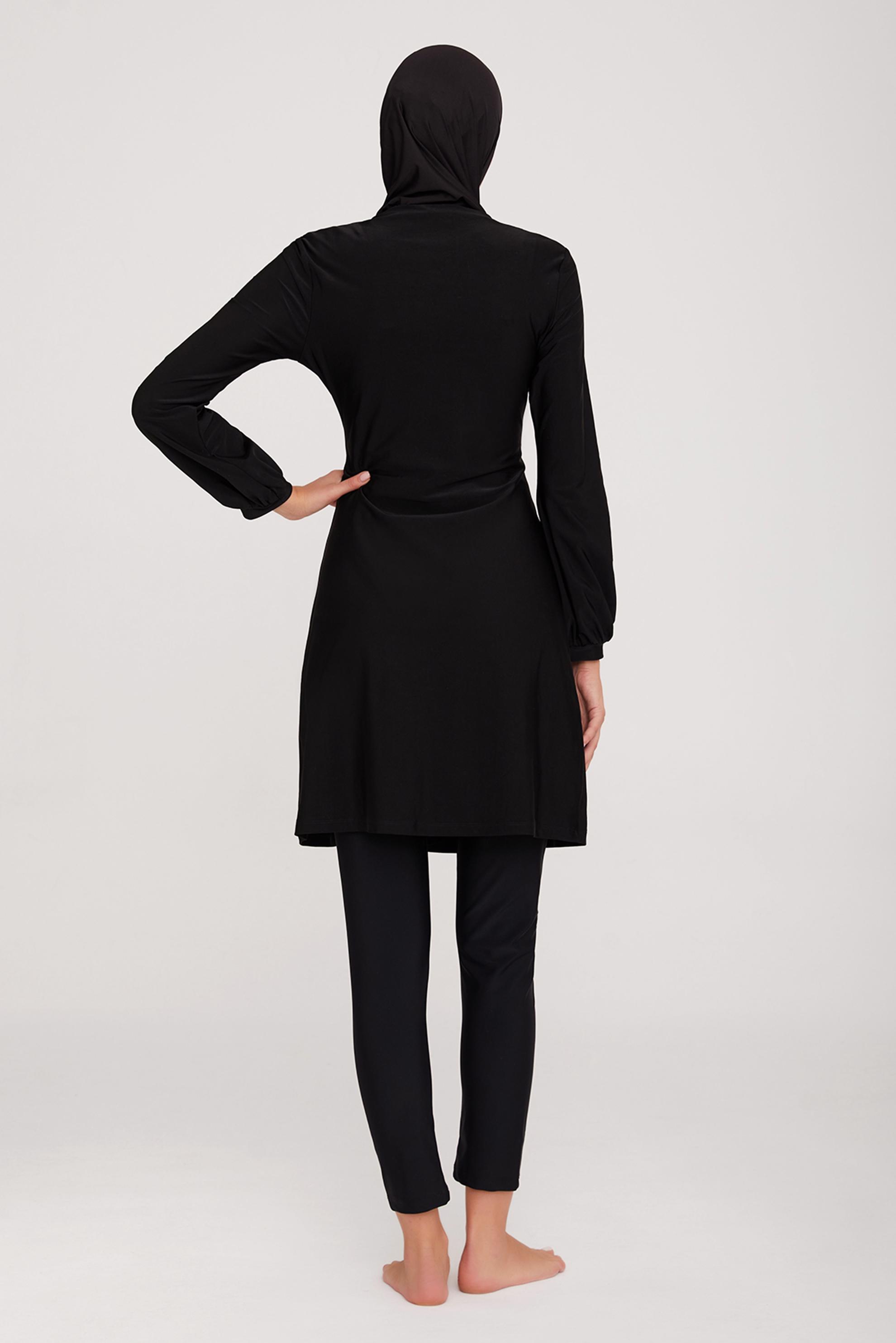 Vêtements hijab NOIR ENSEMBLE DE MAILLOT DE BAIN HIJAB AVEC DÉTAIL SMOCK 4464