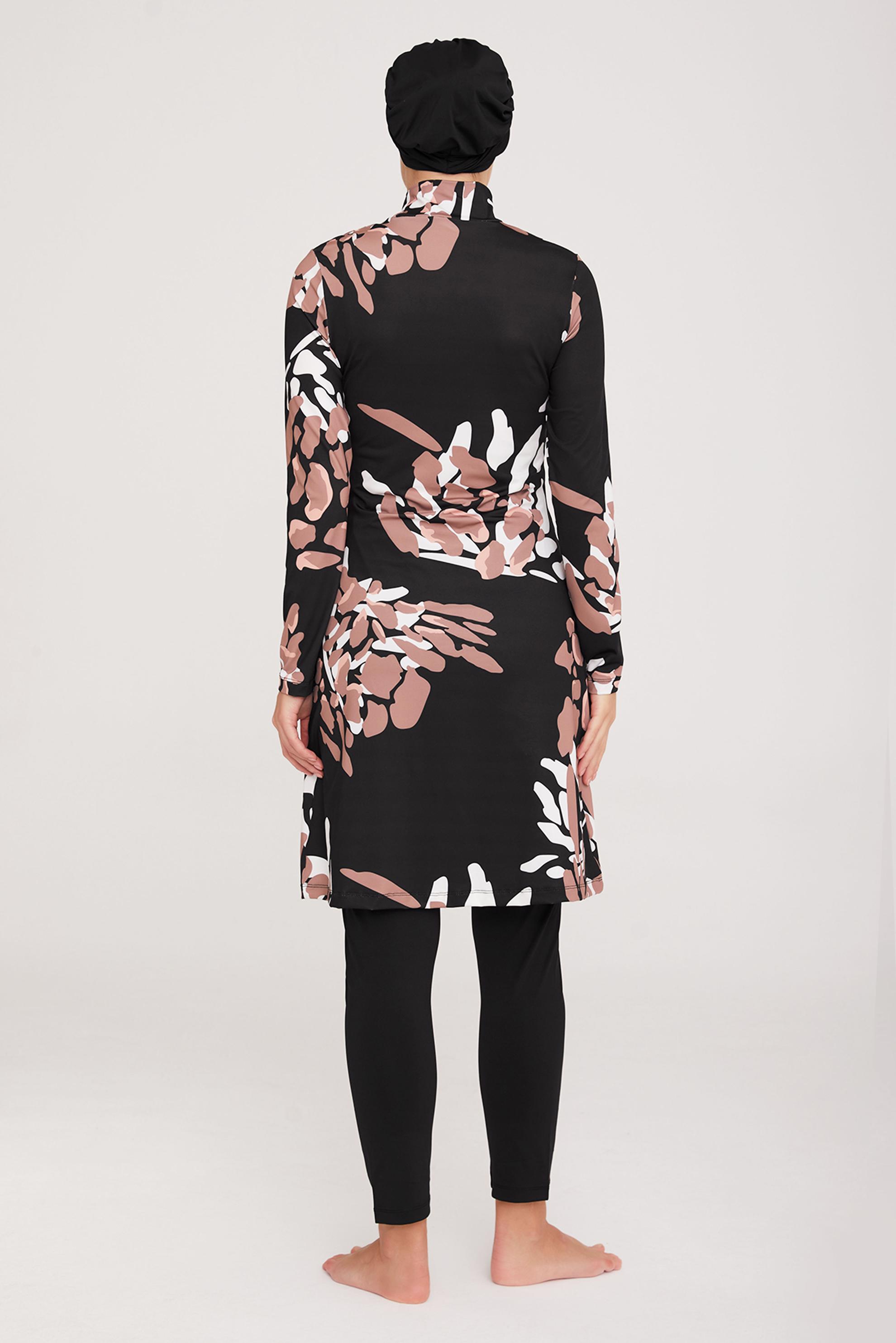 Tesettür giyim SİYAH DESENLİ LİKRALI TESETTÜR MAYO 8003