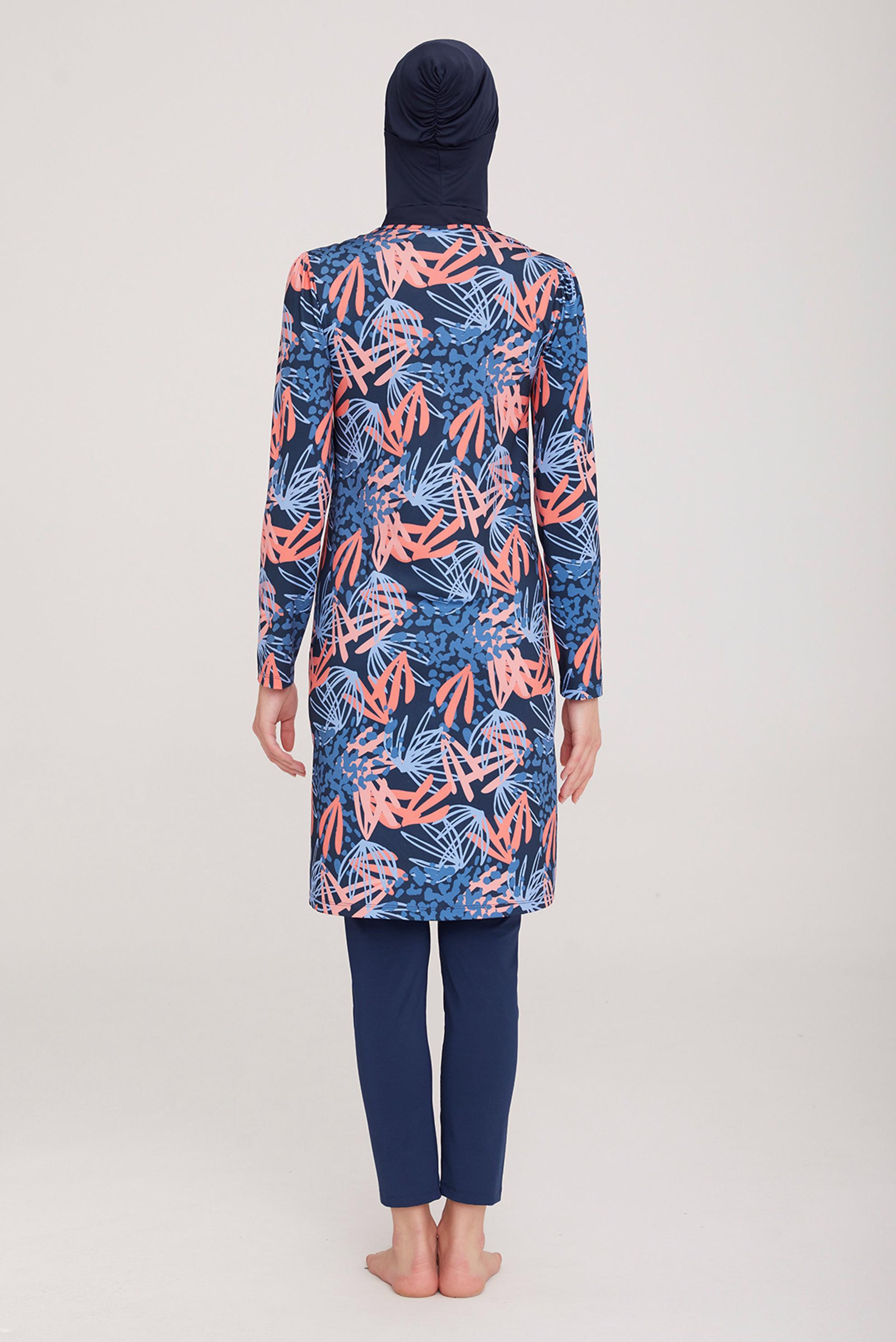 Tesettür giyim LACİVERT DESENLİ LİKRALI TESETTÜR MAYO 8010