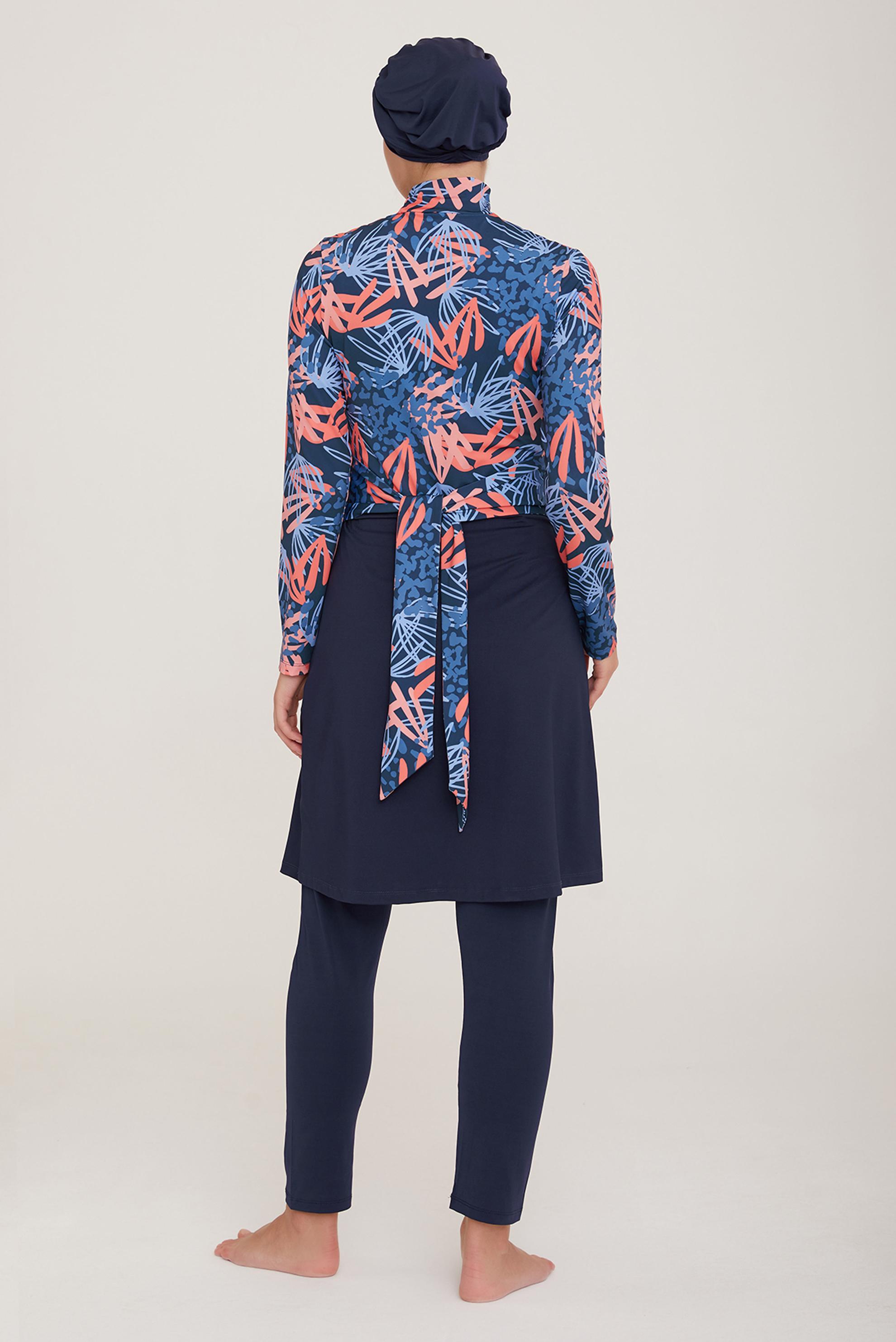 Tesettür giyim LACİVERT DESENLİ TESETTÜR MAYO 8021